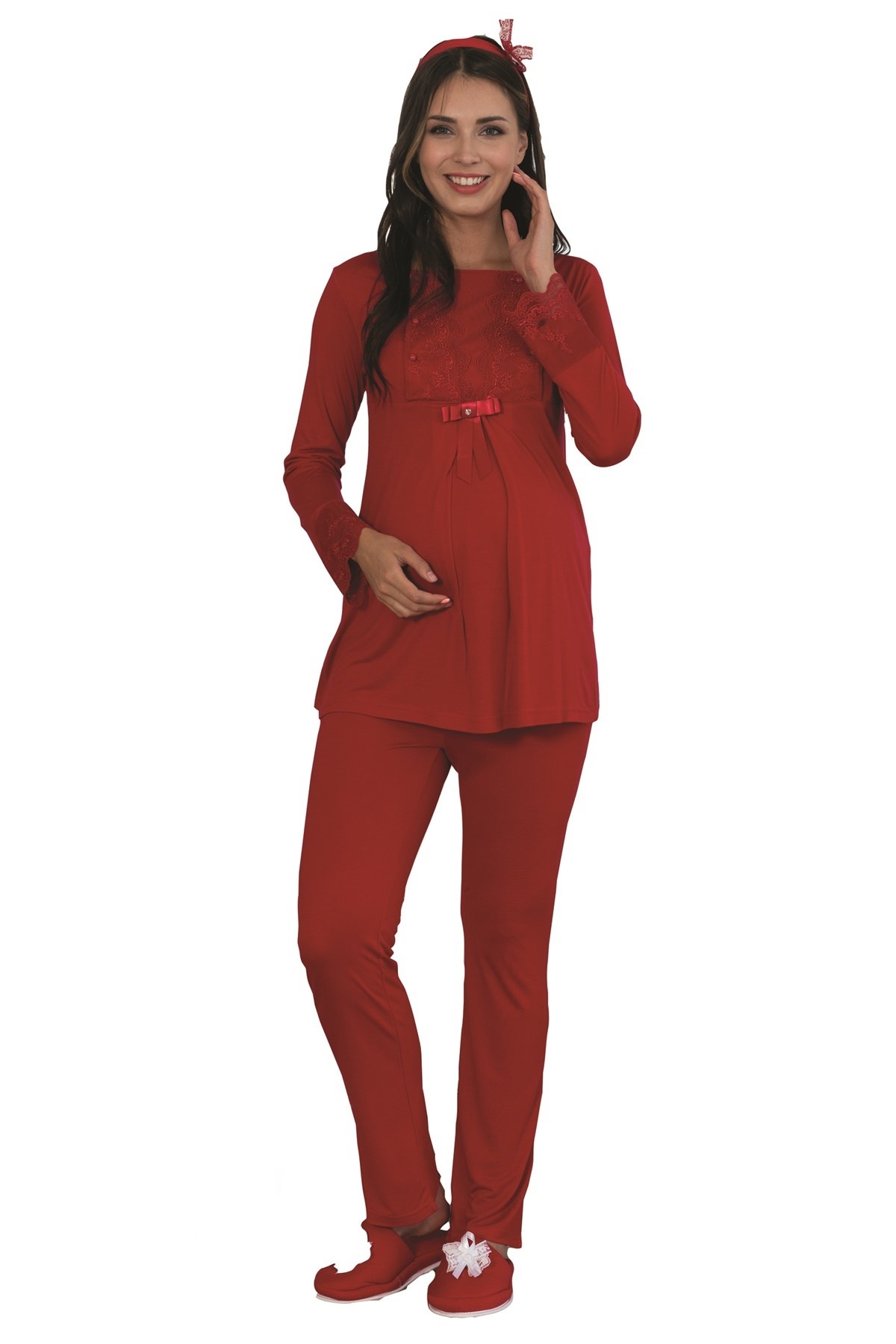 By Mecit Sakallı File Triko Sabahlıklı Lohusa Pijama Takımı 1905