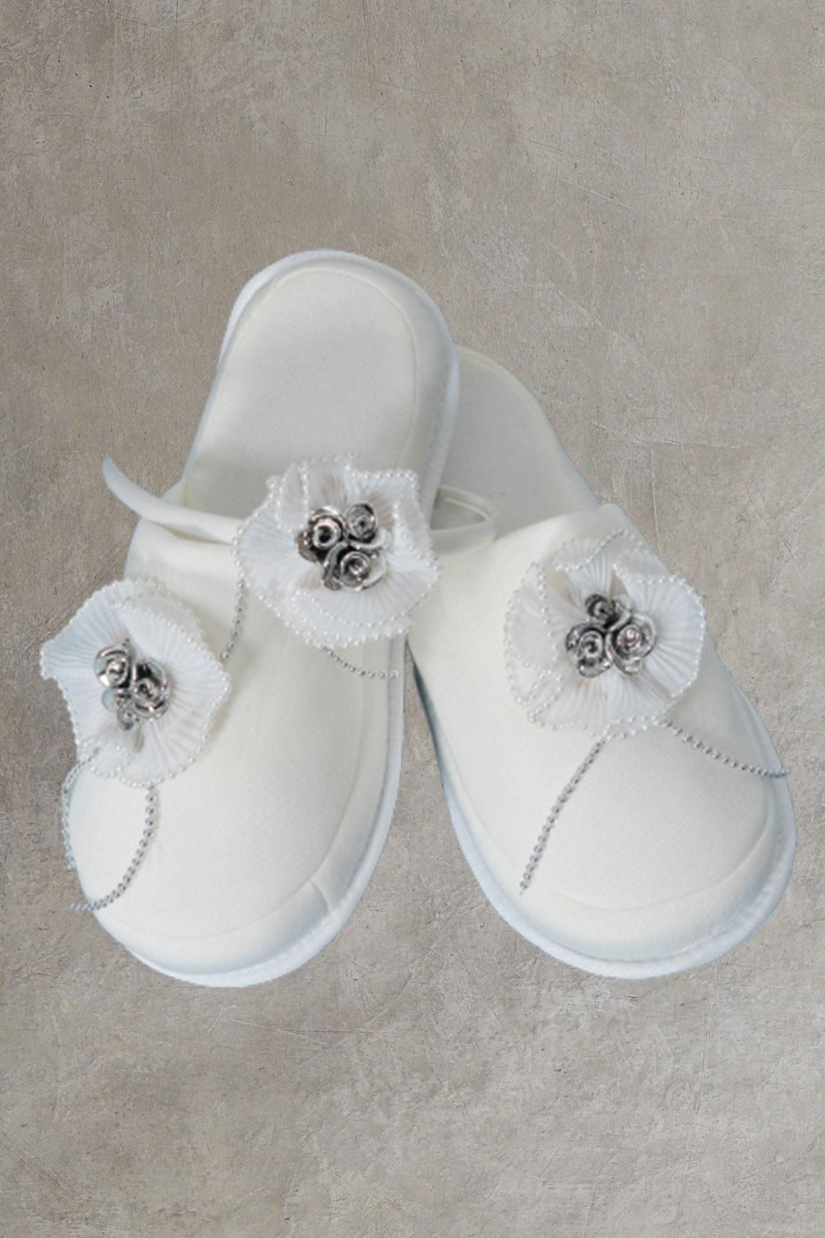 Mecit 0075 Ekru Lohusa Terlik Taç Seti