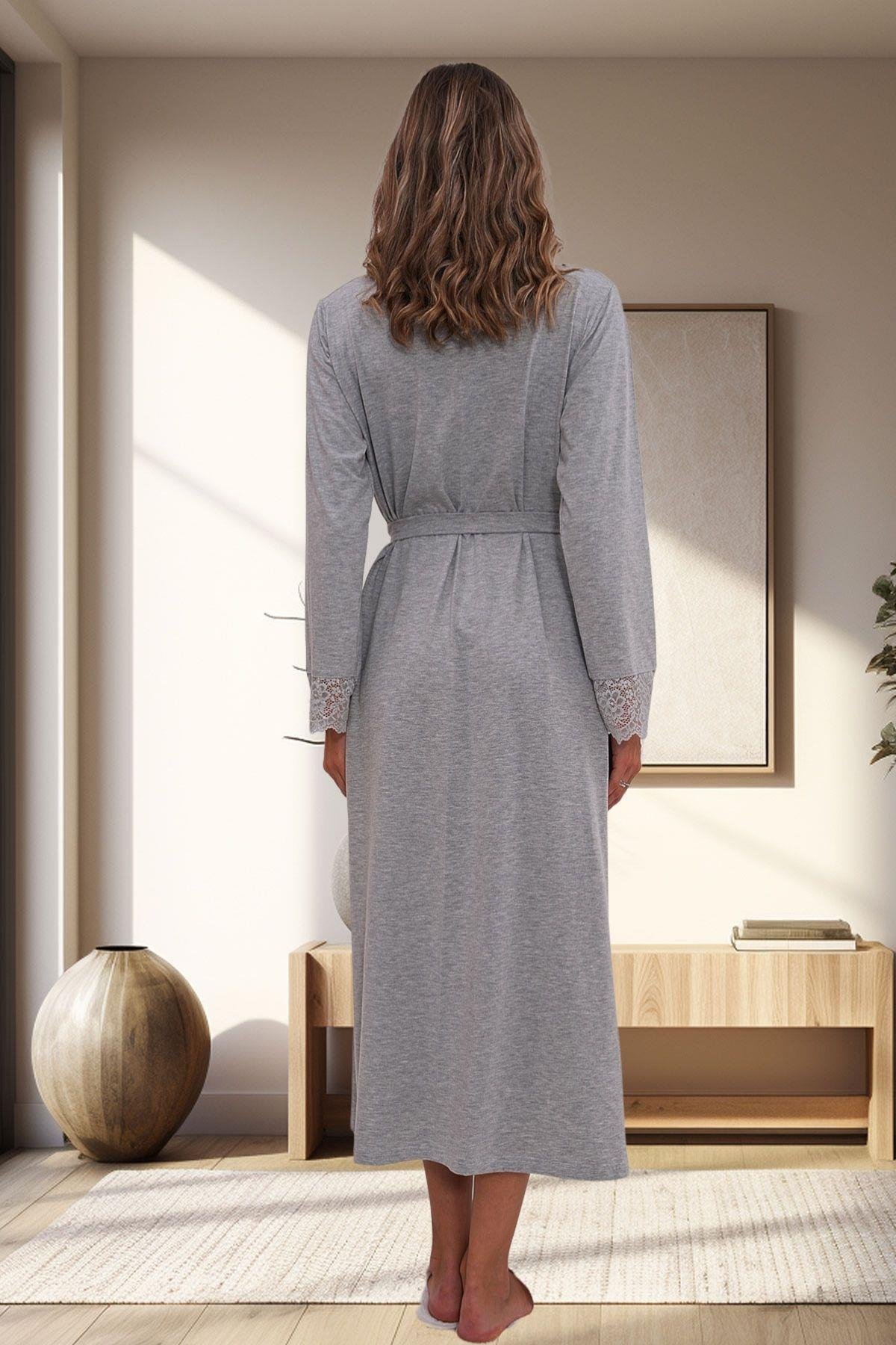 Mecit PijamaMecit 1543 Gri Büyük Beden Kadın Sabahlık