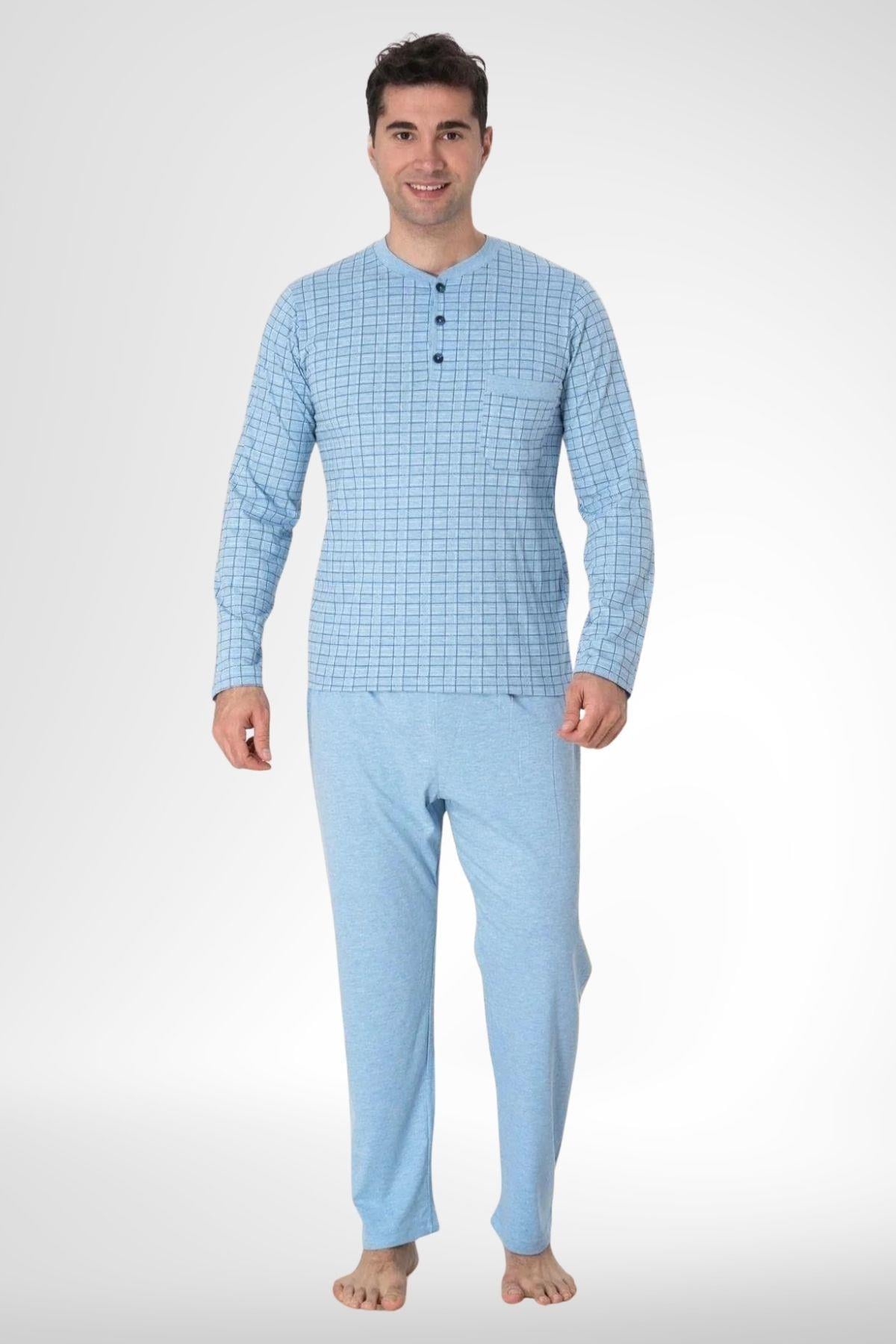 MECİT PİJAMAMecit 22759 Mavi Şardonlu Kışlık Büyük Beden Erkek Pijama Takımı