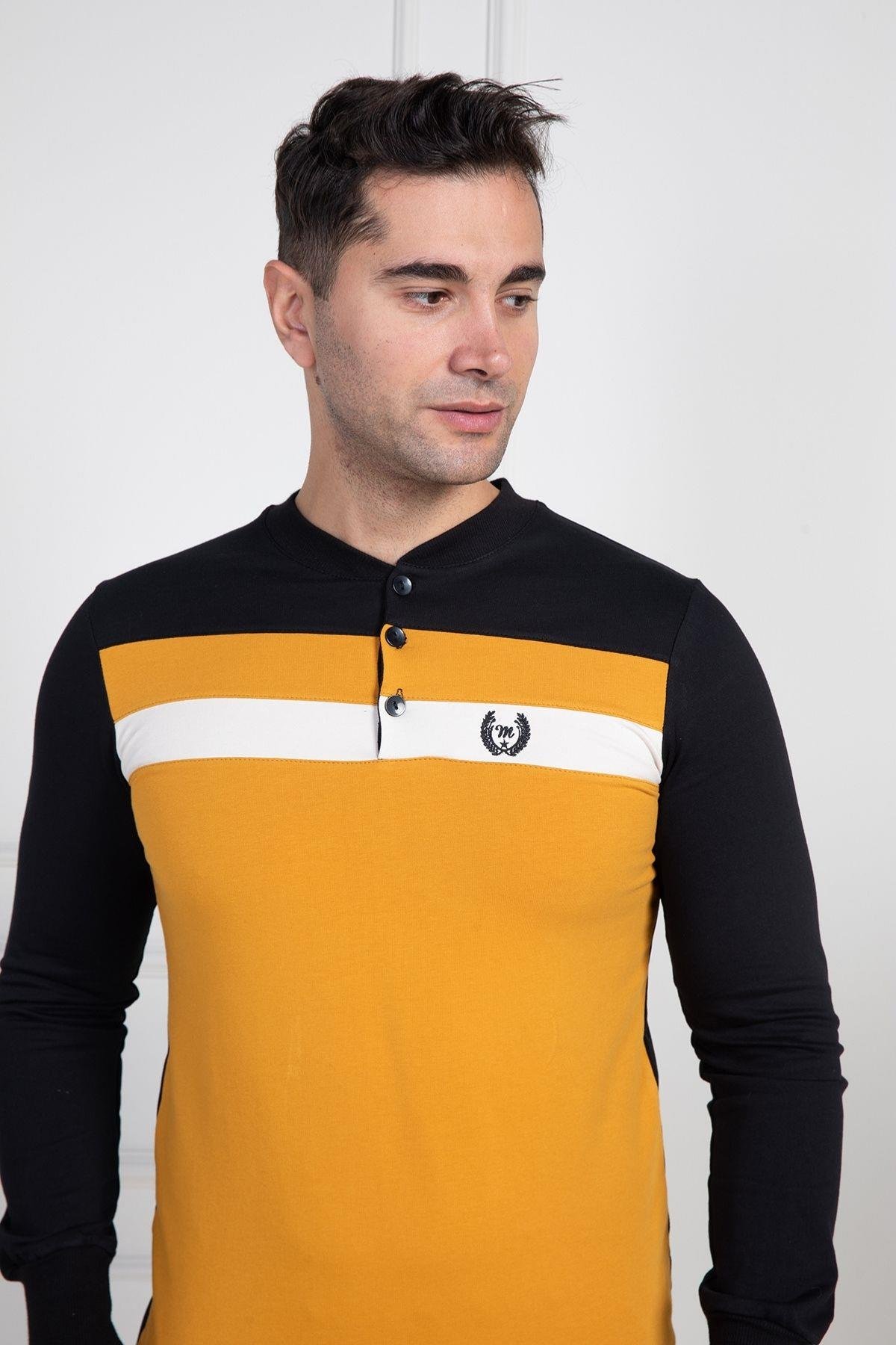 Mecit PijamaMecit 2763 Sarı %100 Pamuk Büyük Beden Erkek Pijama Takımı