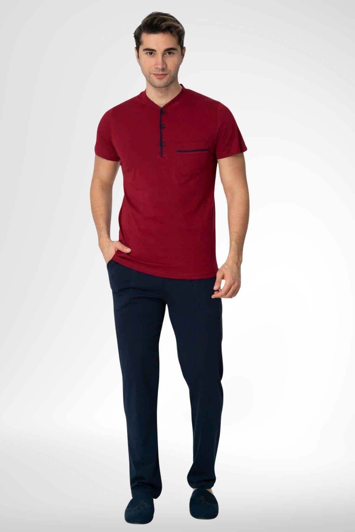 MECİT PİJAMAMecit 2769 Bordo Büyük Beden Şortlu Erkek Pijama Takımı