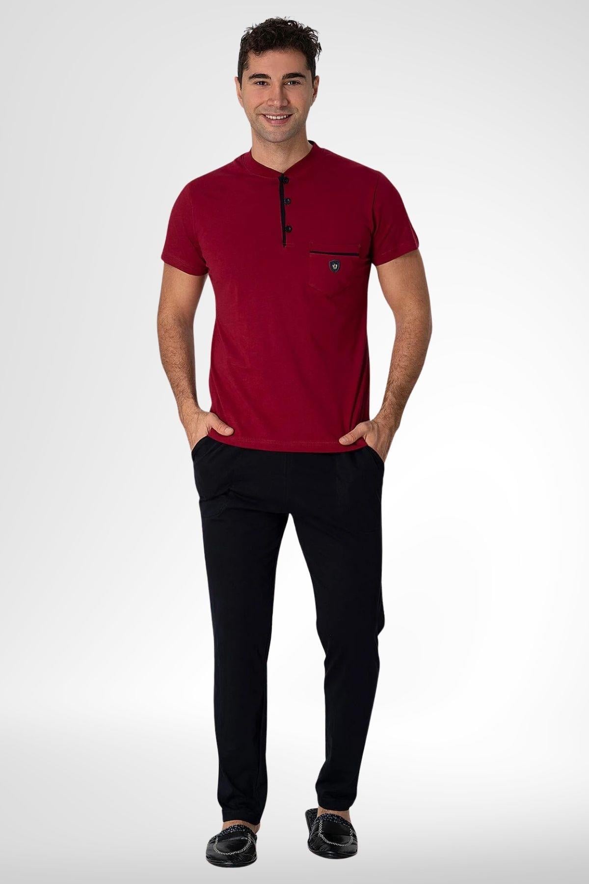 MECİT PİJAMAMecit 2769 Bordo Büyük Beden Şortlu Erkek Pijama Takımı