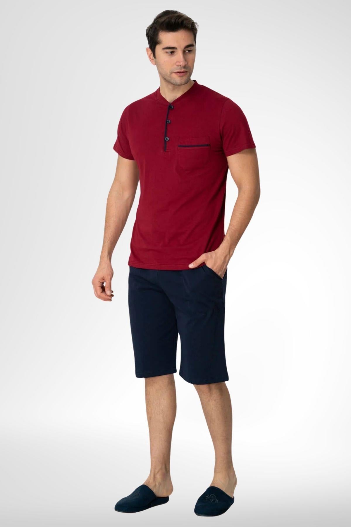 MECİT PİJAMAMecit 2769 Bordo Büyük Beden Şortlu Erkek Pijama Takımı