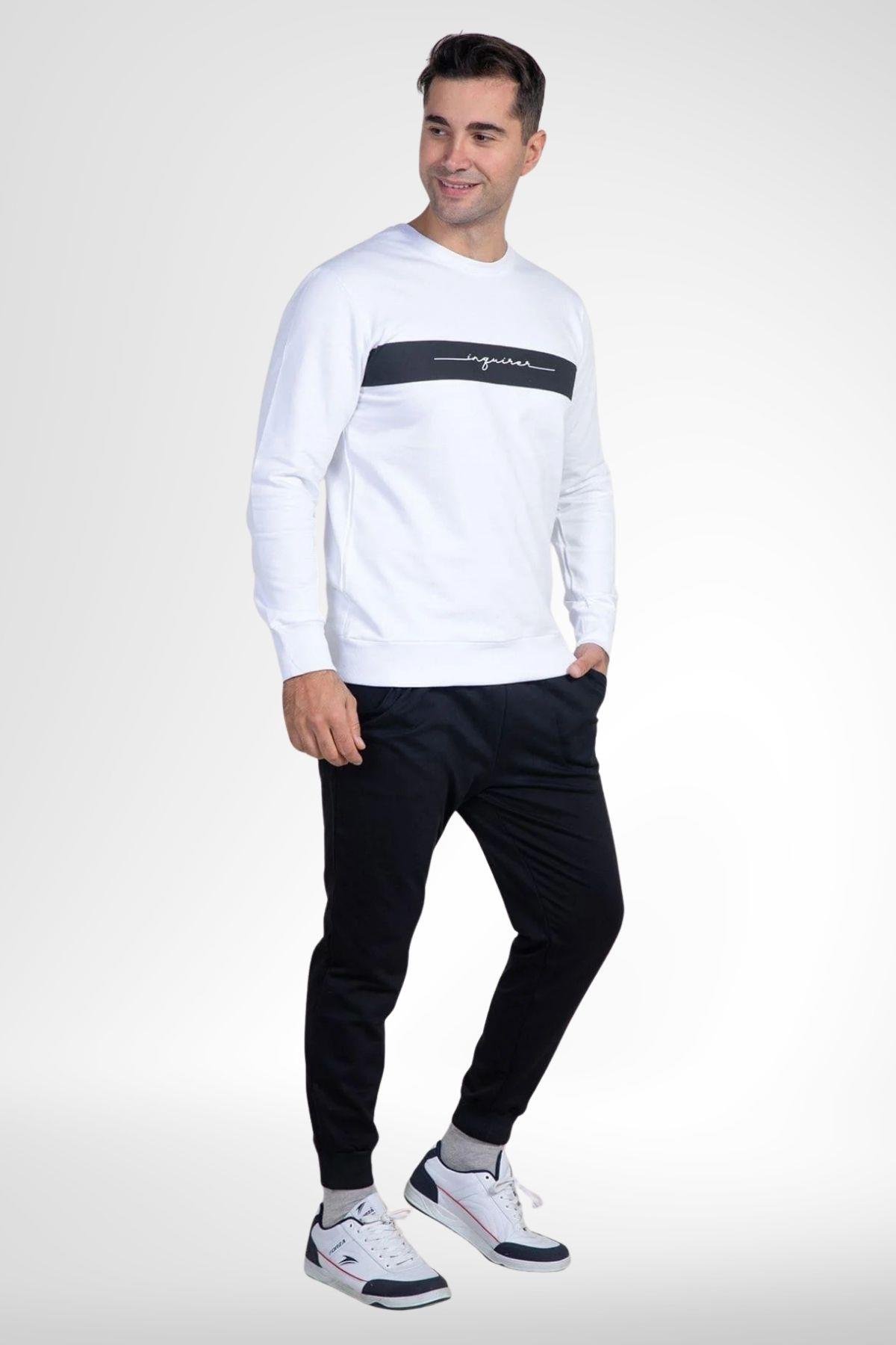 MECİT PİJAMAMecit 2976 Beyaz İki İp Örme Spor Model Erkek Pijama Takımı