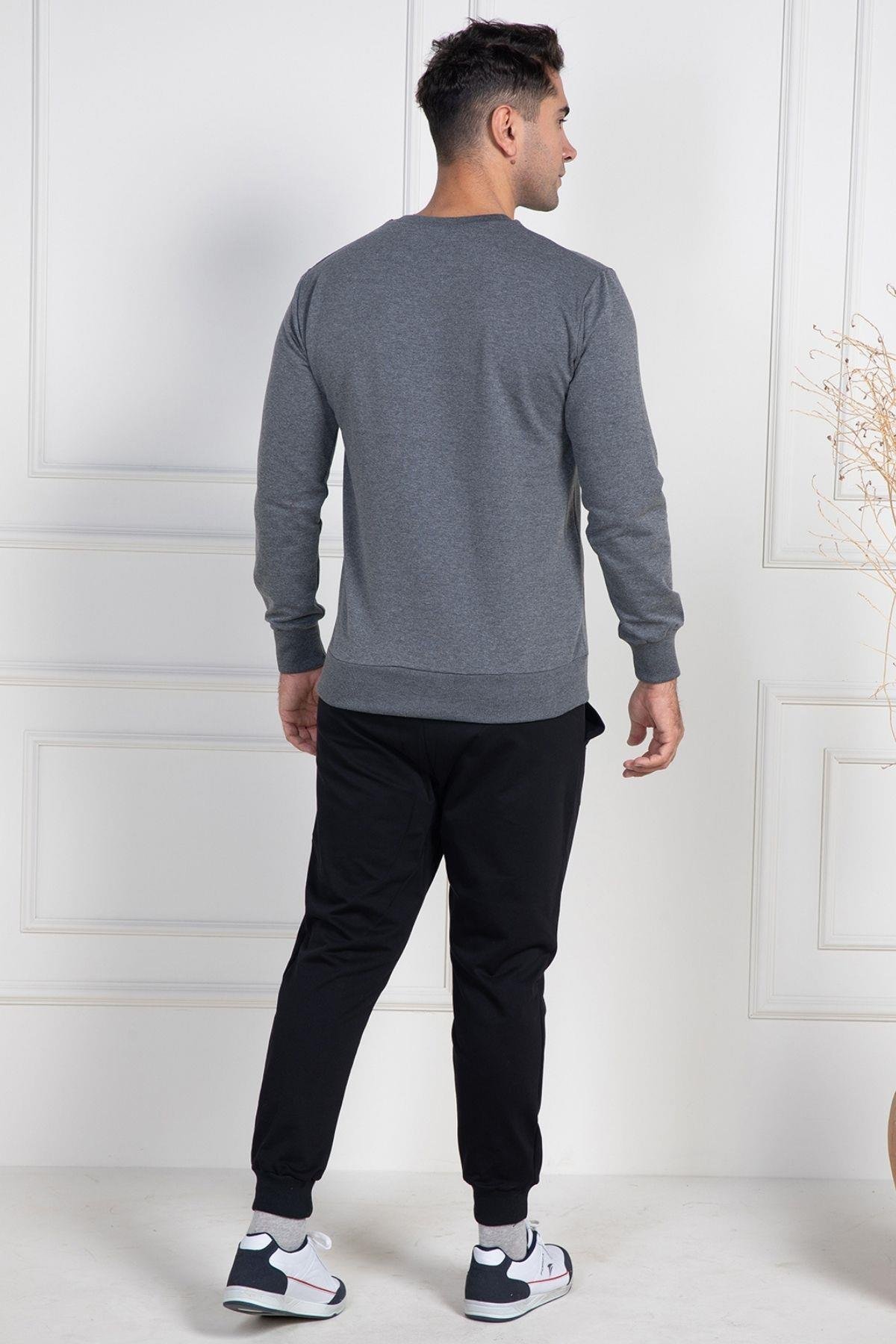 Mecit PijamaMecit 2976 Gri İki İp Örme Spor Model Erkek Pijama Takımı