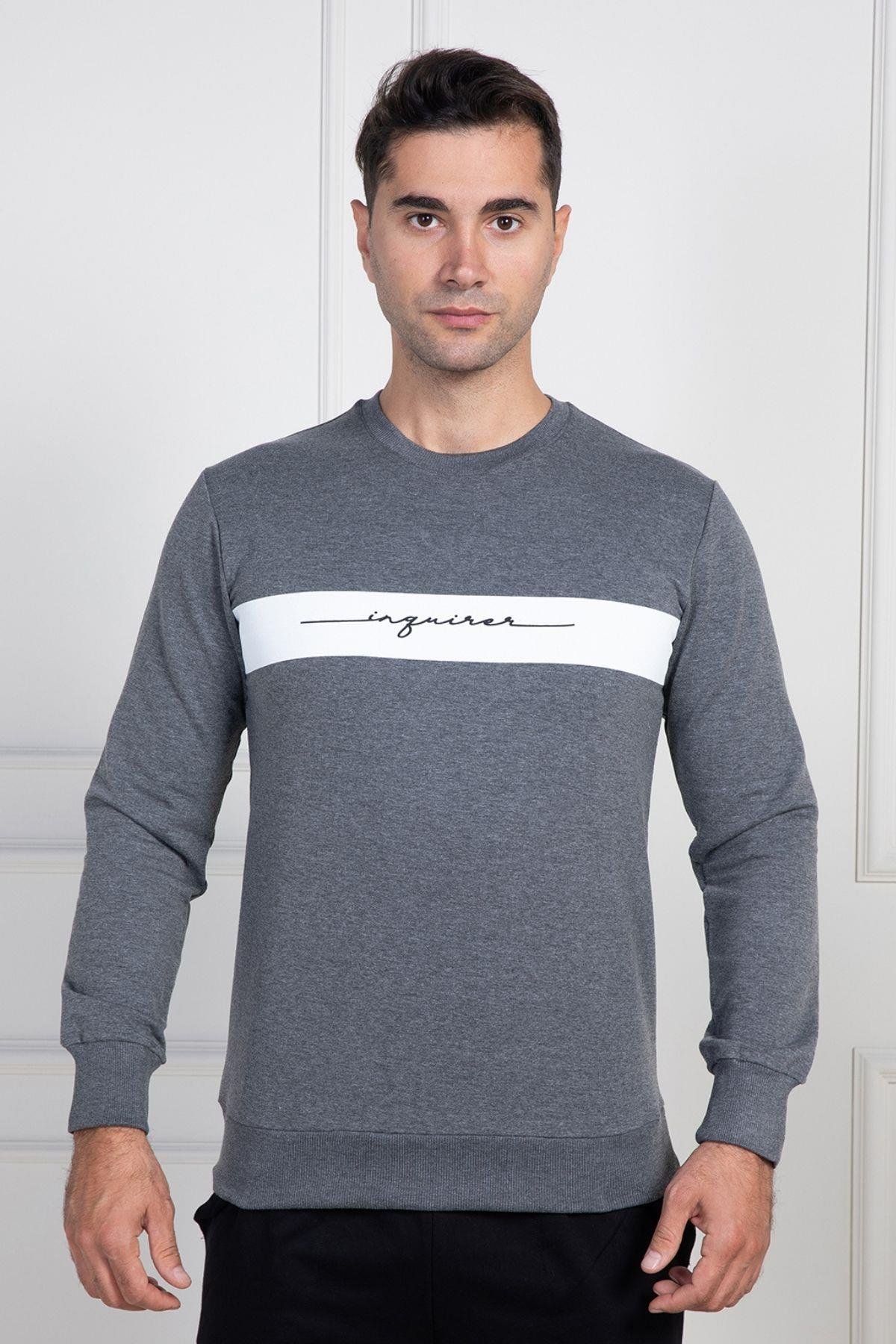 Mecit PijamaMecit 2976 Gri İki İp Örme Spor Model Erkek Pijama Takımı