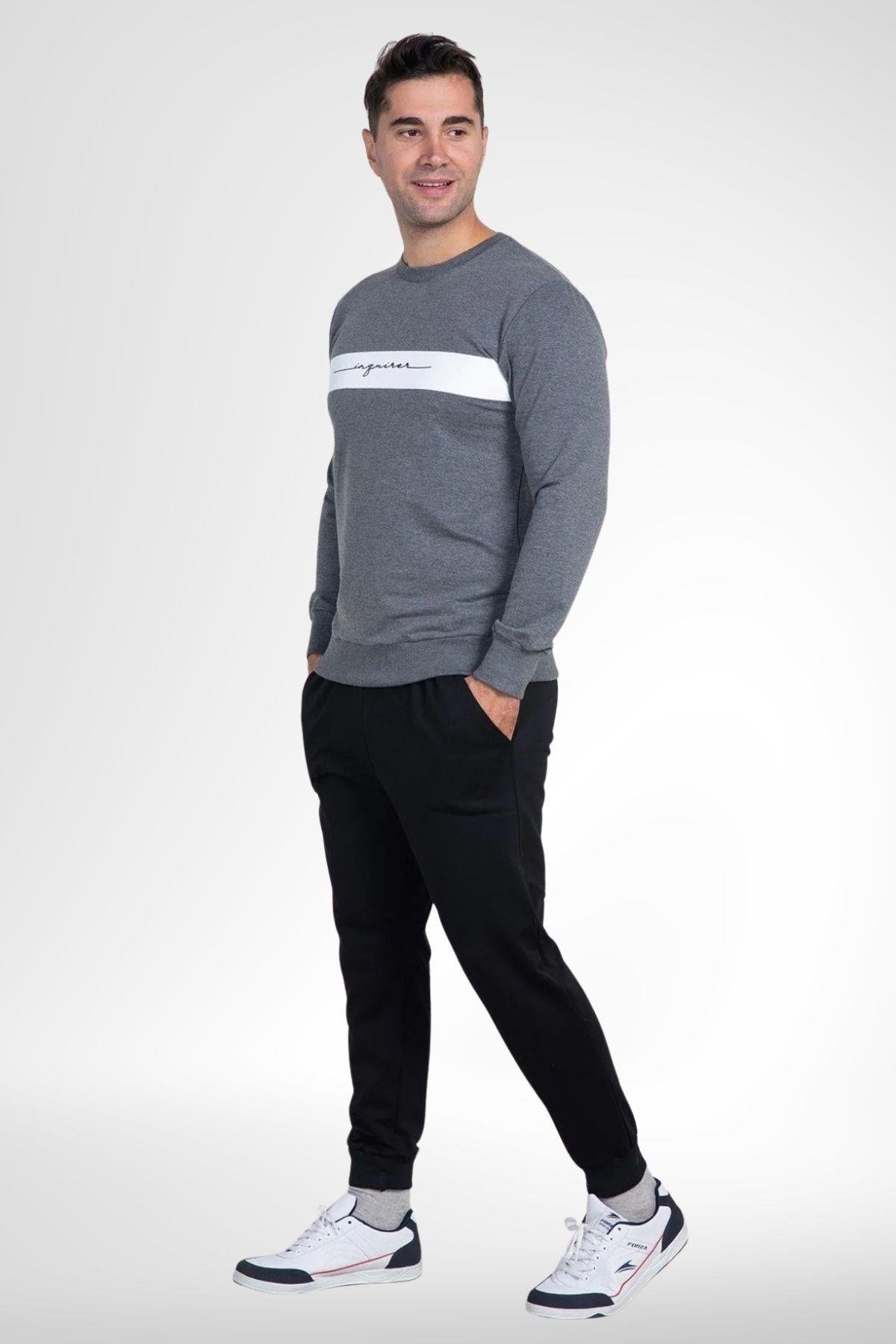 MECİT PİJAMAMecit 2976 Gri İki İp Örme Spor Model Erkek Pijama Takımı