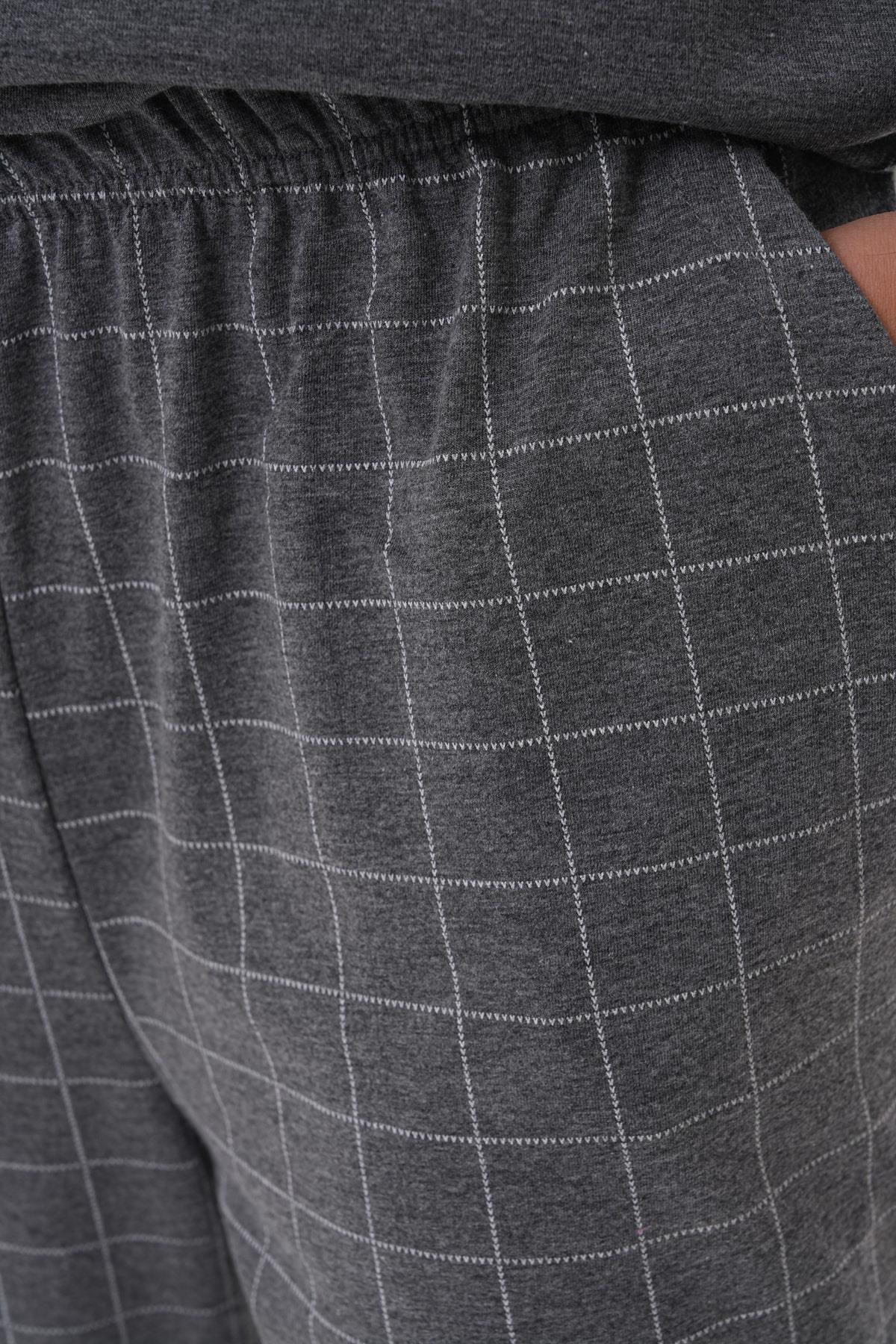 Mecit PijamaMecit 2982 Füme Büyük Beden Uzun Kollu Erkek Pijama Takımı