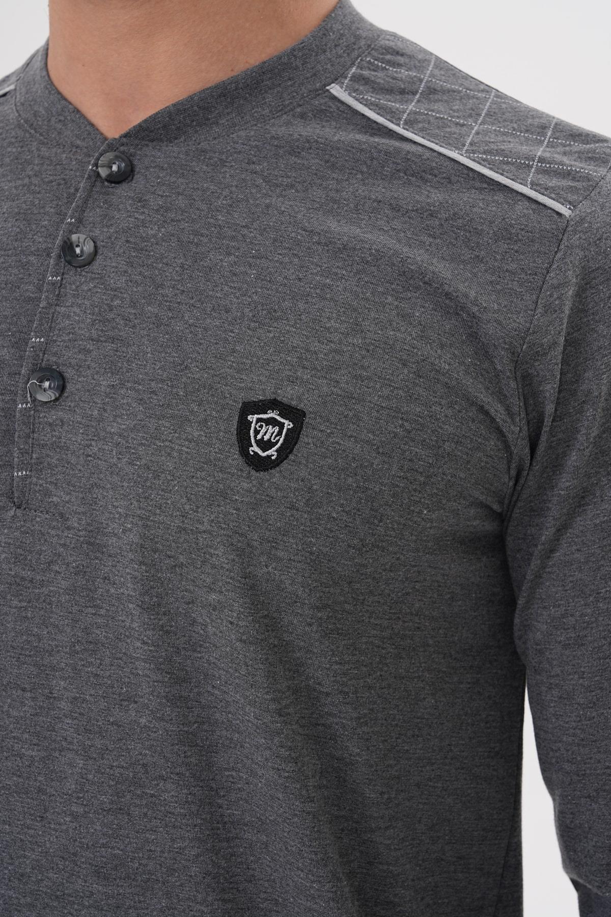 Mecit PijamaMecit 2982 Füme Büyük Beden Uzun Kollu Erkek Pijama Takımı