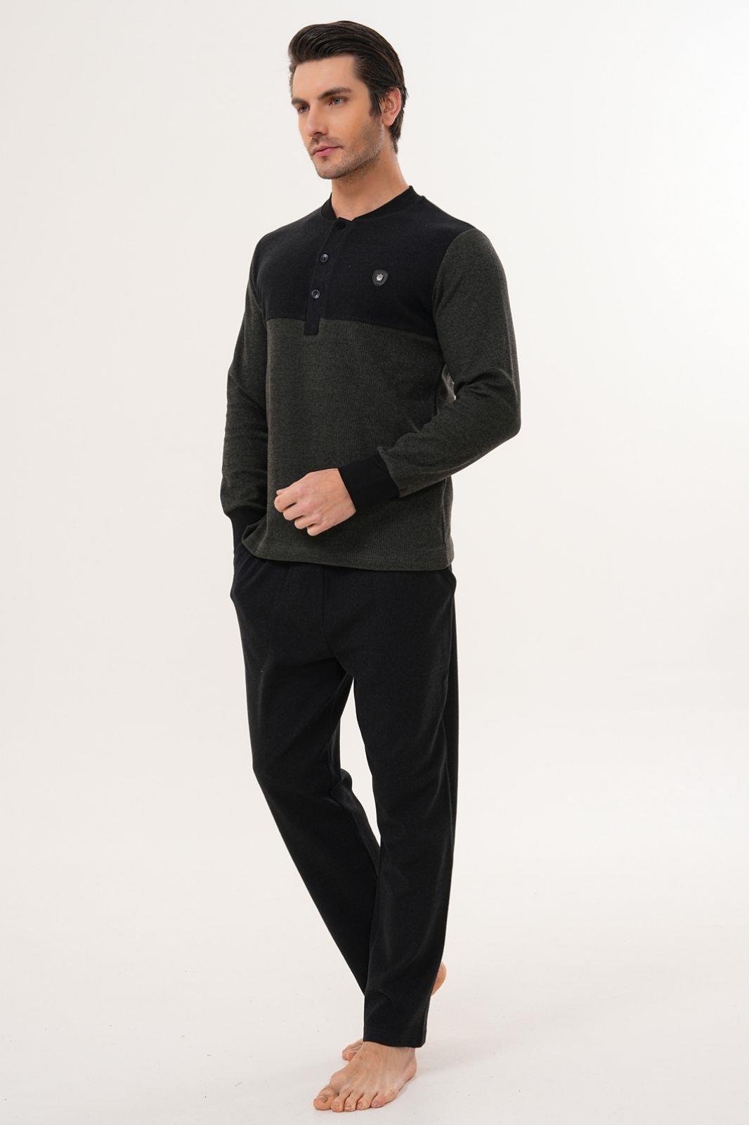 MECİT PİJAMAMecit 2999 Yeşil-Siyah Selanik Kumaş Kışlık Erkek Pijama Takımı