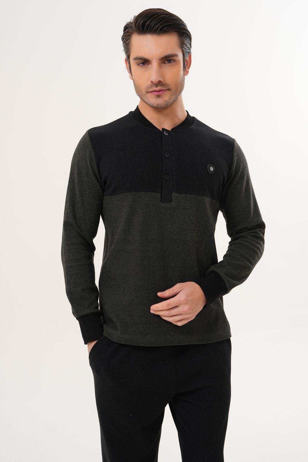 MECİT PİJAMAMecit 2999 Yeşil-Siyah Selanik Kumaş Kışlık Erkek Pijama Takımı