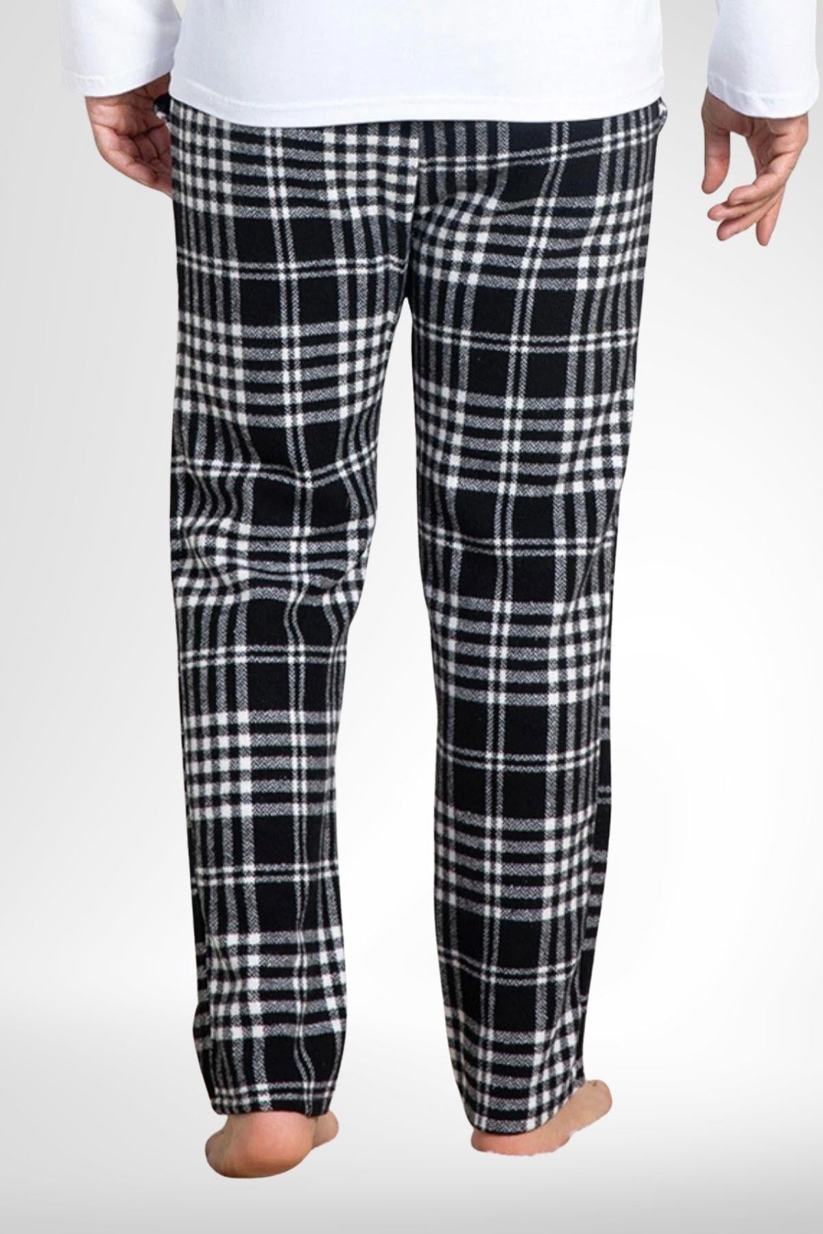 MECİT PİJAMAMecit 3026 Beyaz Ekoseli Erkek Kalın Tek Alt Pijama