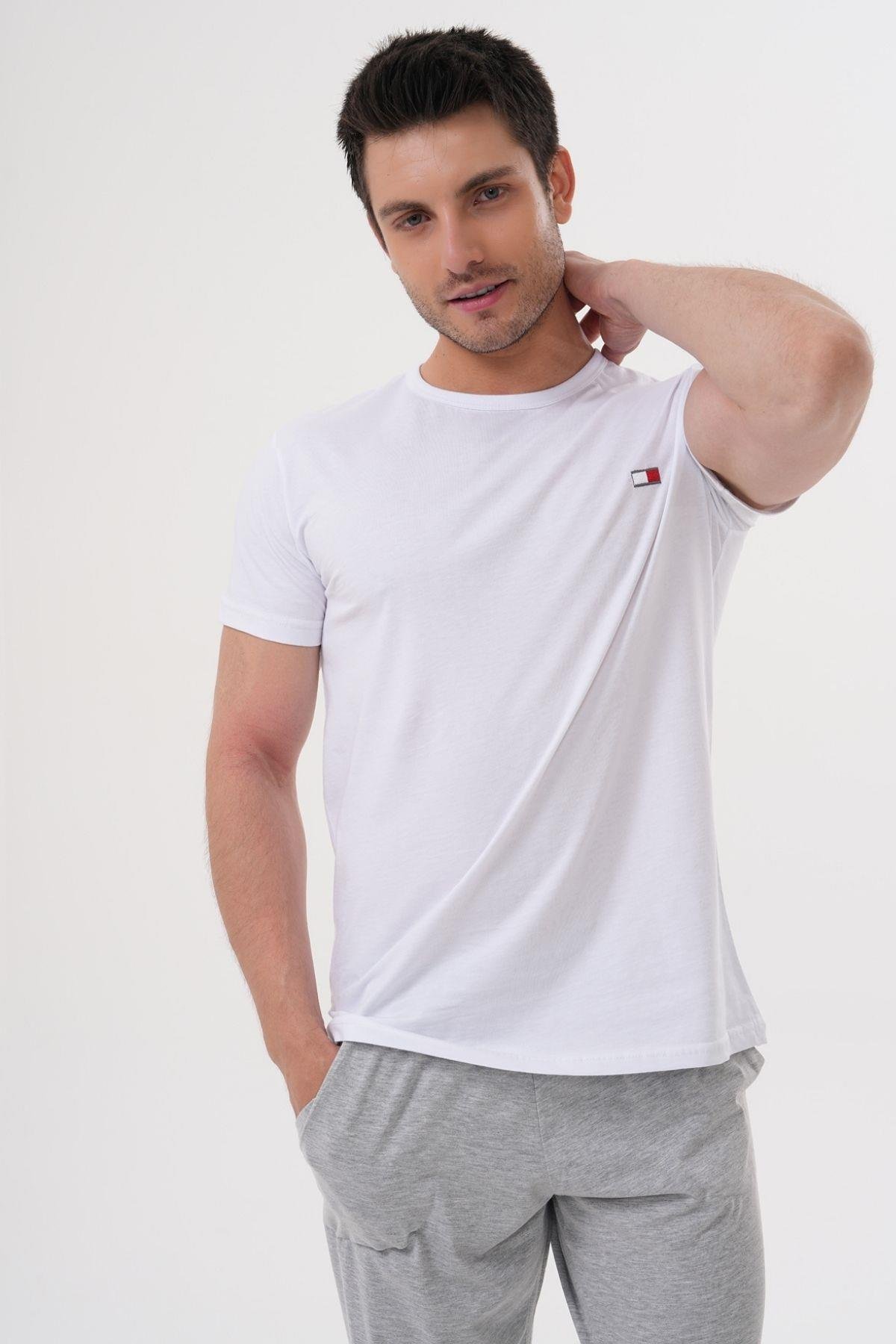 Mecit PijamaMecit 4000 Beyaz Gri Erkek Büyük Beden Pijama Takımı