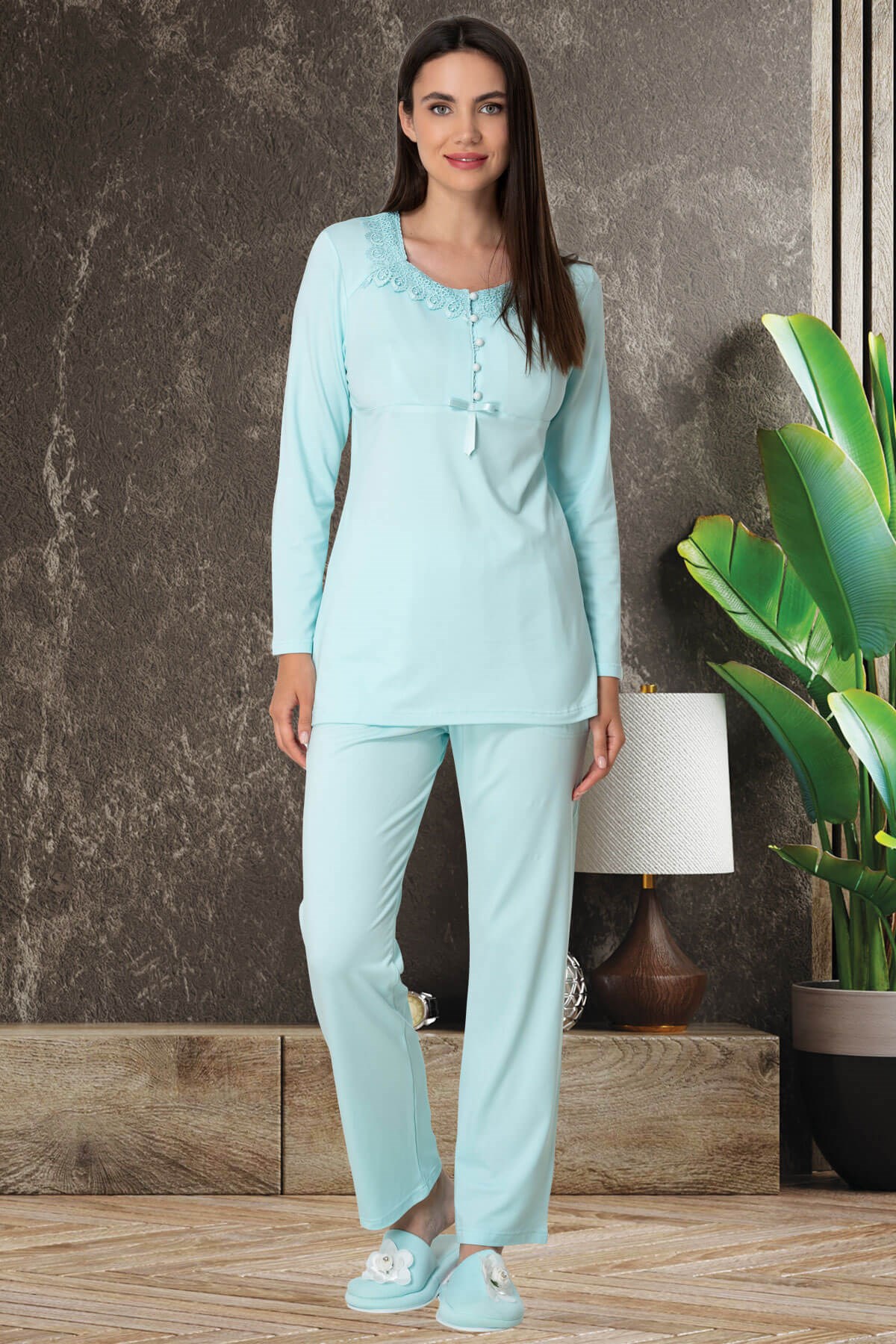 Mecit 5547 Turkuaz Kadın Pijama Takımı