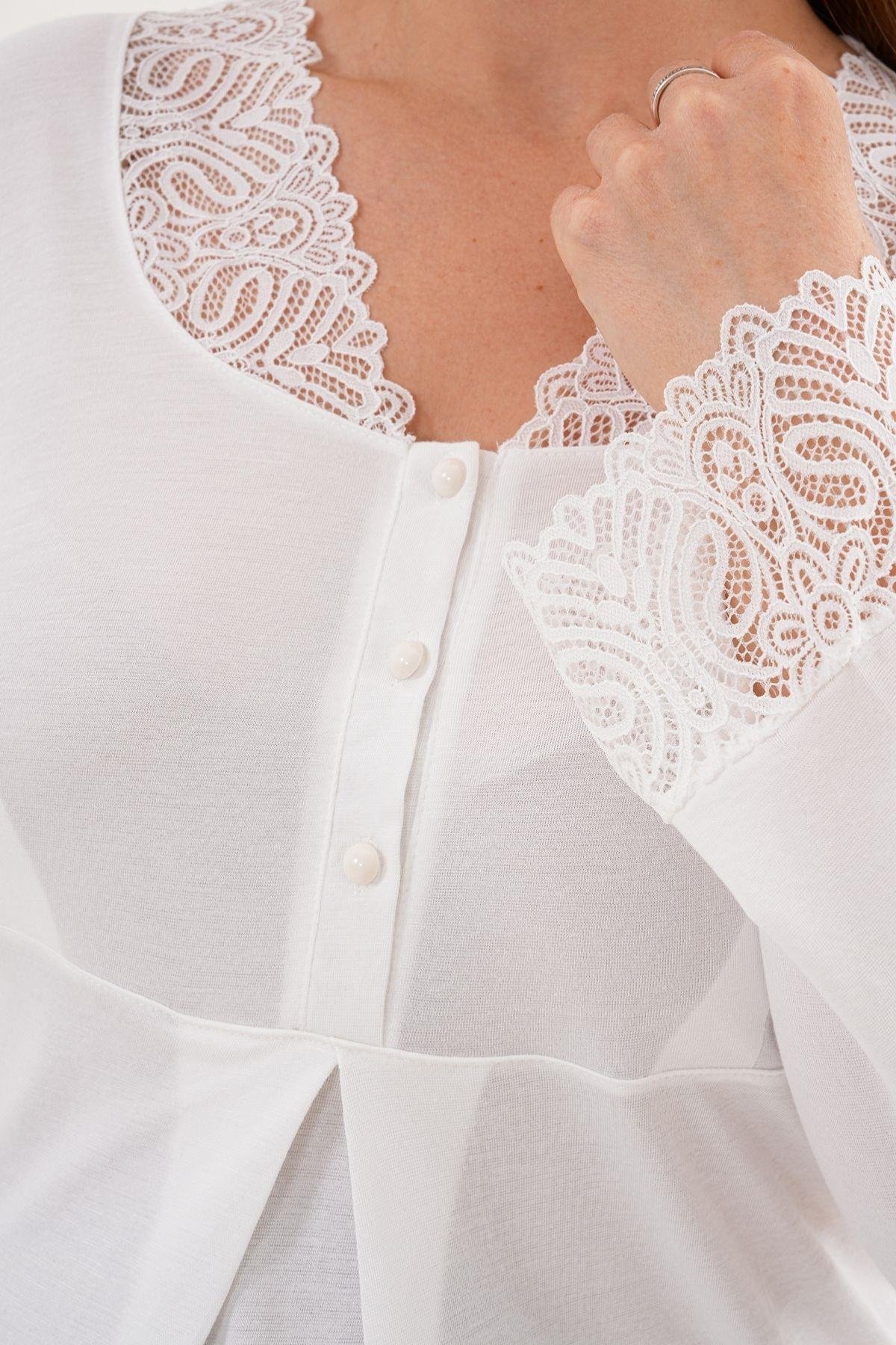 Mecit PijamaMecit 5808 Ekru Hamile Lohusa Pijama Takımı