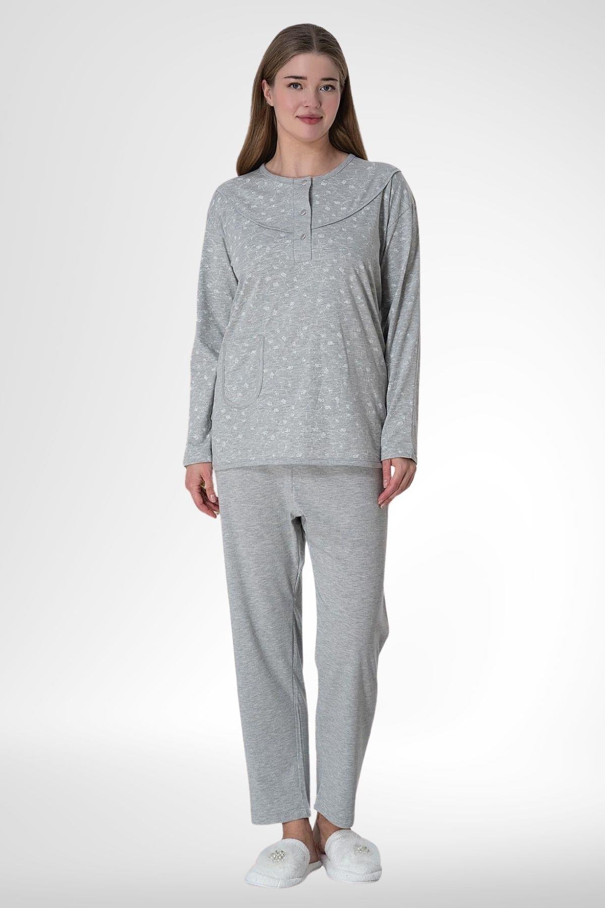 MECİT PİJAMAMecit 6021 Gri Kadın Büyük Beden Pijama Takımı