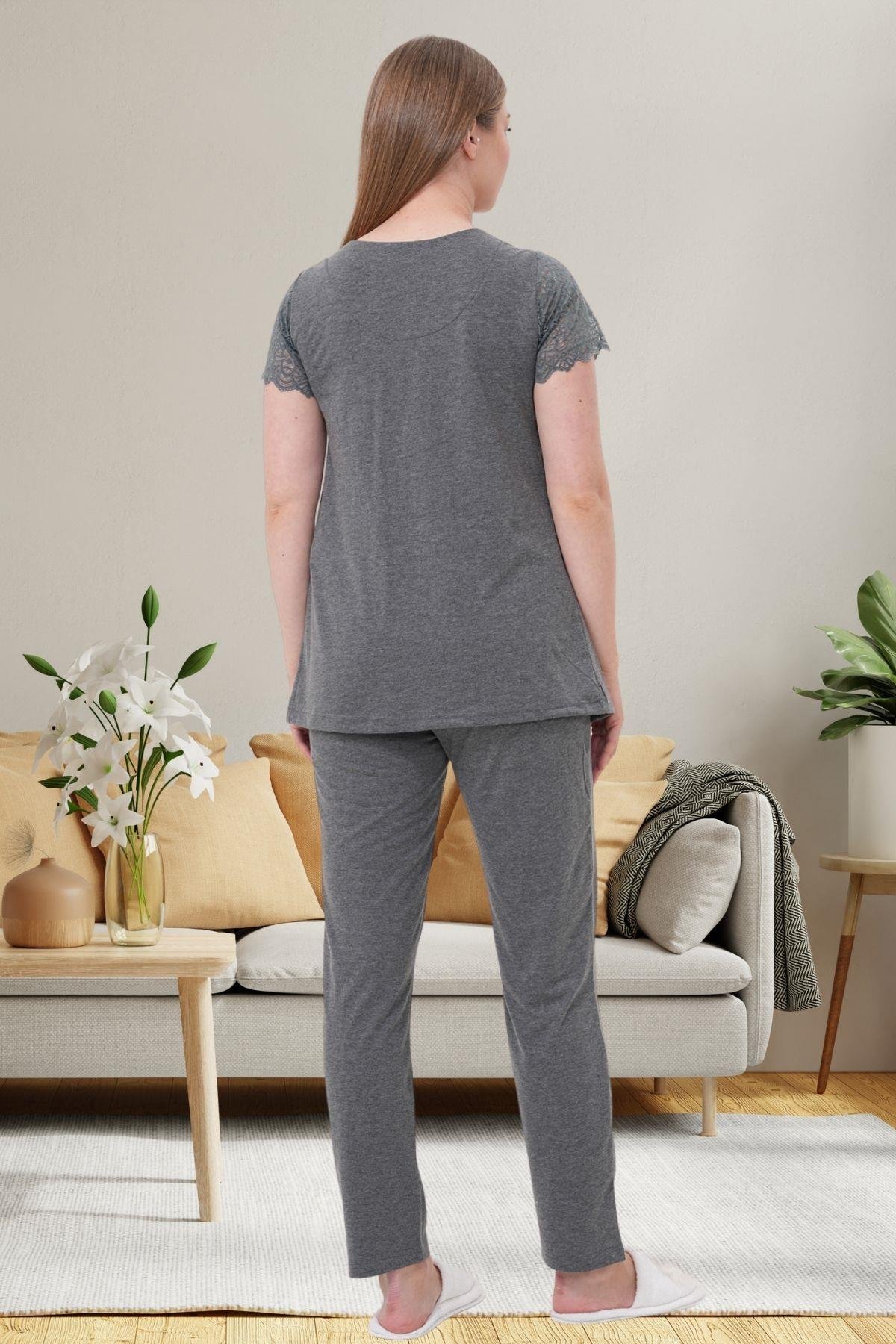 Mecit PijamaMecit 6056 Füme Hamile Lohusa Pijama Takımı