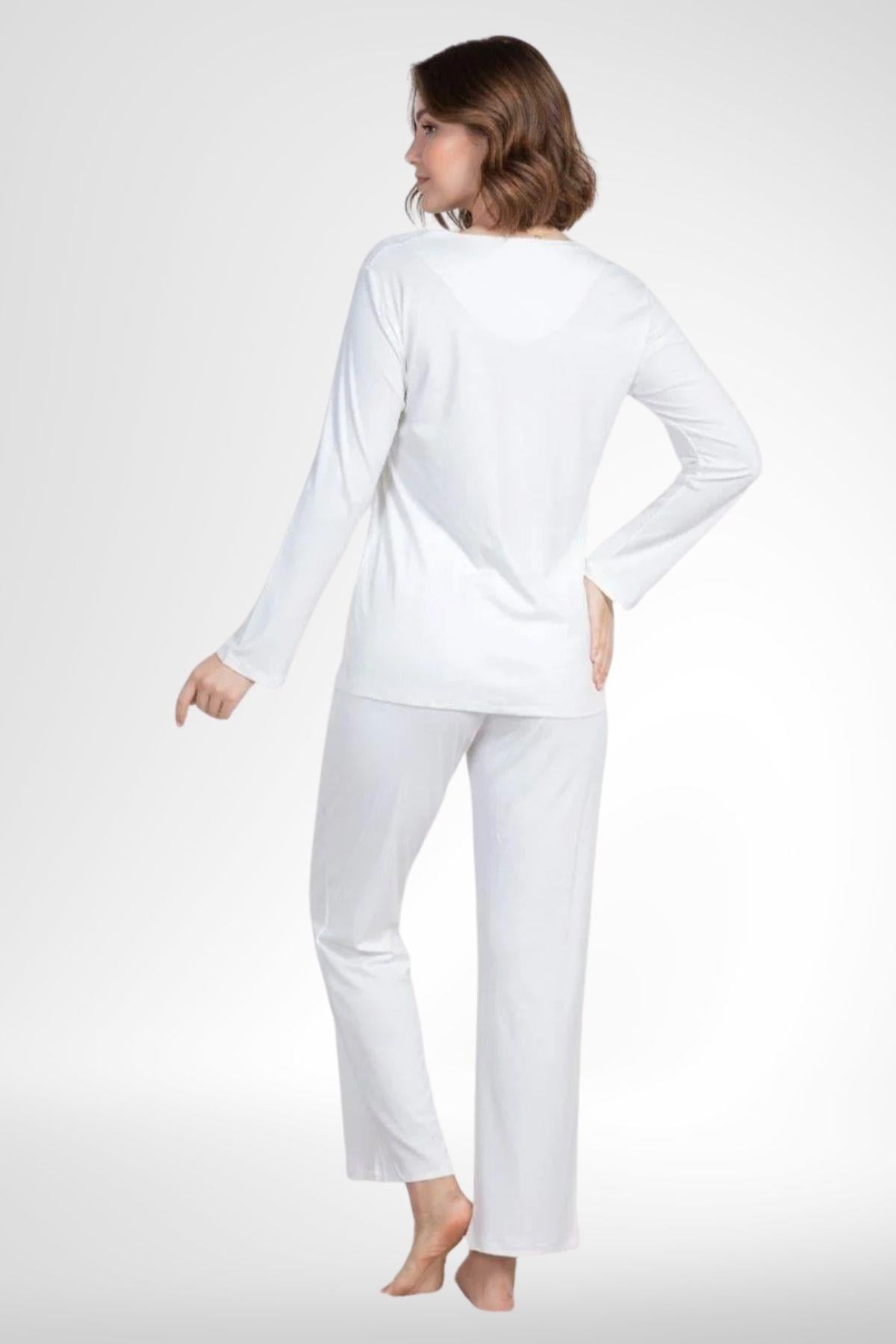 MECİT PİJAMAMecit 6104 Ekru Kadın Büyük Beden Pijama Takımı