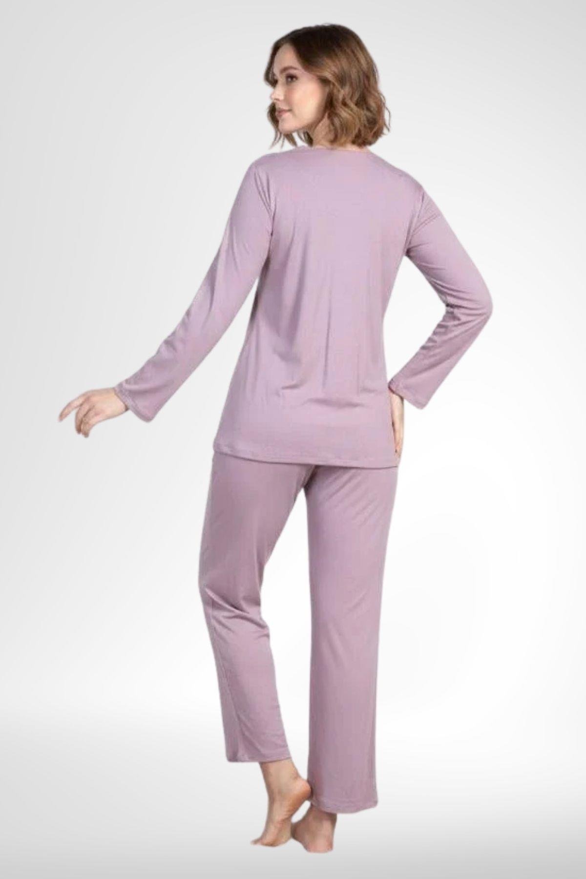MECİT PİJAMAMecit 6104 Gül Kurusu Kadın Büyük Beden Pijama Takımı