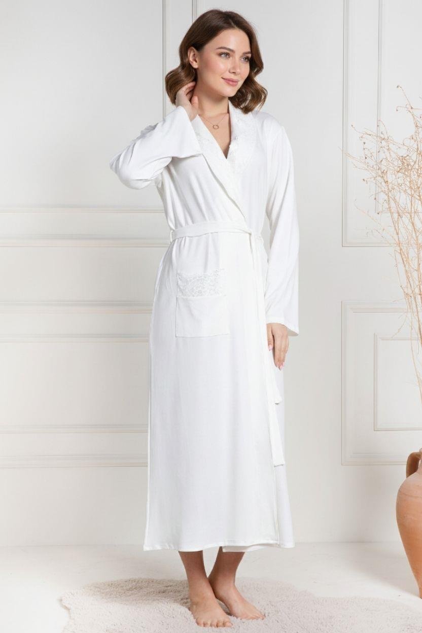 MECİT PİJAMAMecit 6107 Ekru Kadın Büyük Beden Sabahlık