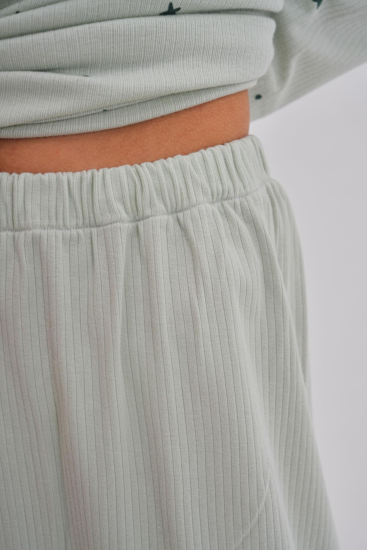 Mecit PijamaMecit 6150 Fıstık Yeşil Kadın %100 Pamuk Büyük Beden Pijama Takımı