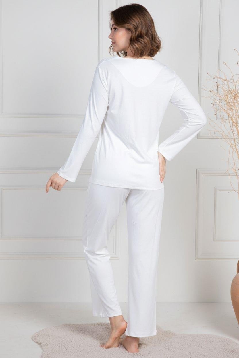 MECİT PİJAMAMecit 6155 Ekru Kadın Büyük Beden Sabahlıklı Pijama Takımı