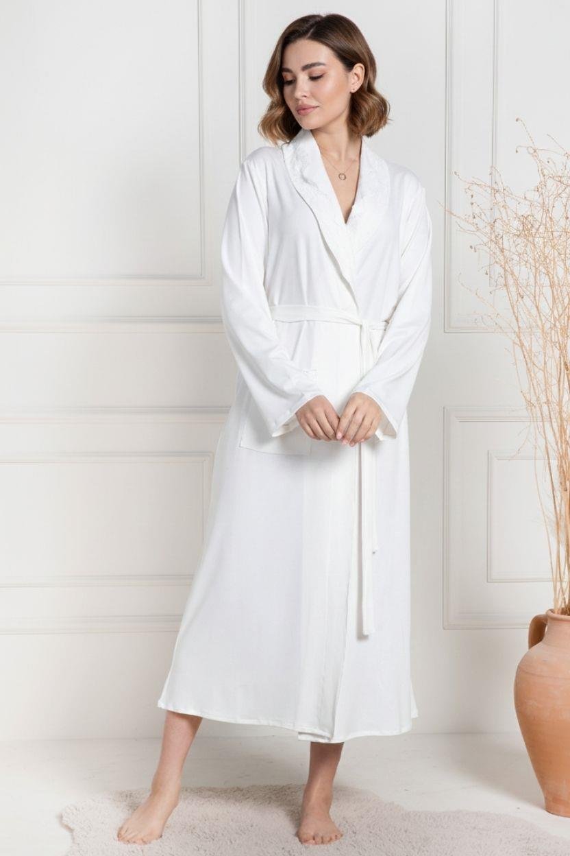 MECİT PİJAMAMecit 6155 Ekru Kadın Büyük Beden Sabahlıklı Pijama Takımı