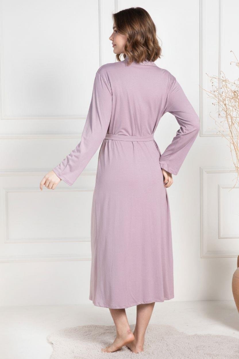 MECİT PİJAMAMecit 6155 Gül Kurusu Kadın Büyük Beden Sabahlıklı Pijama Takımı