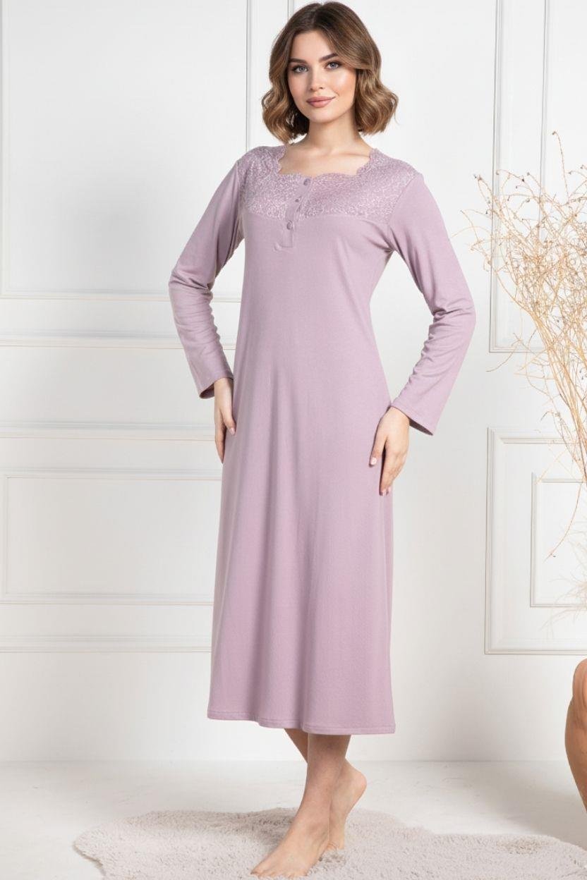 MECİT PİJAMAMecit 6156 Gül Kurusu Kadın Büyük Beden Sabahlıklı Gecelik Takım