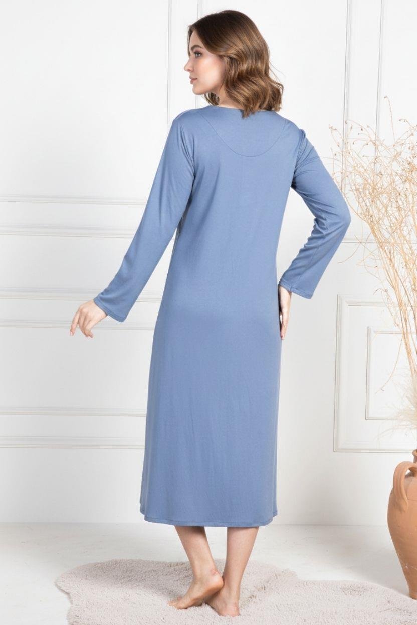 MECİT PİJAMAMecit 6156 İndigo Kadın Büyük Beden Sabahlıklı Gecelik Takım