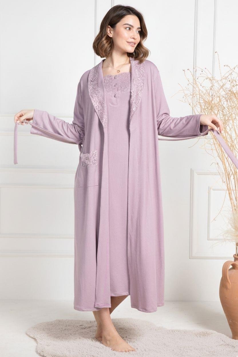 MECİT PİJAMAMecit 6157 Gül Kurusu Kadın Sabahlık Pijama Gecelik Set