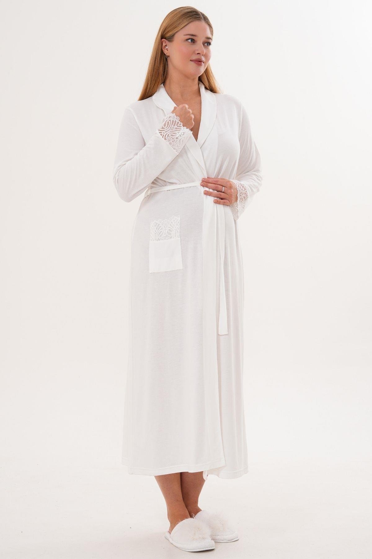 MECİT PİJAMAMecit 6306 Ekru Kadın Uzun Sabahlık