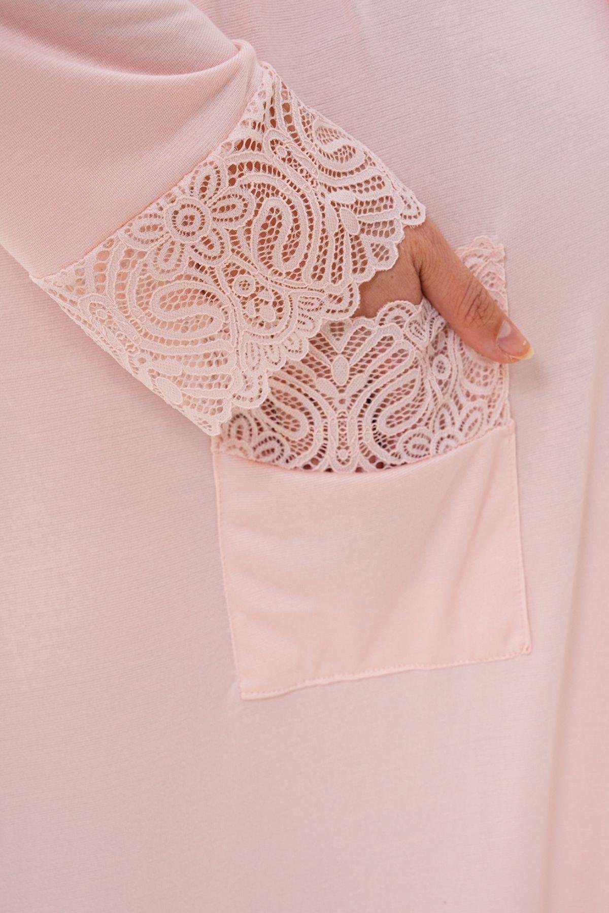 MECİT PİJAMAMecit 6306 Pudra Kadın Uzun Sabahlık