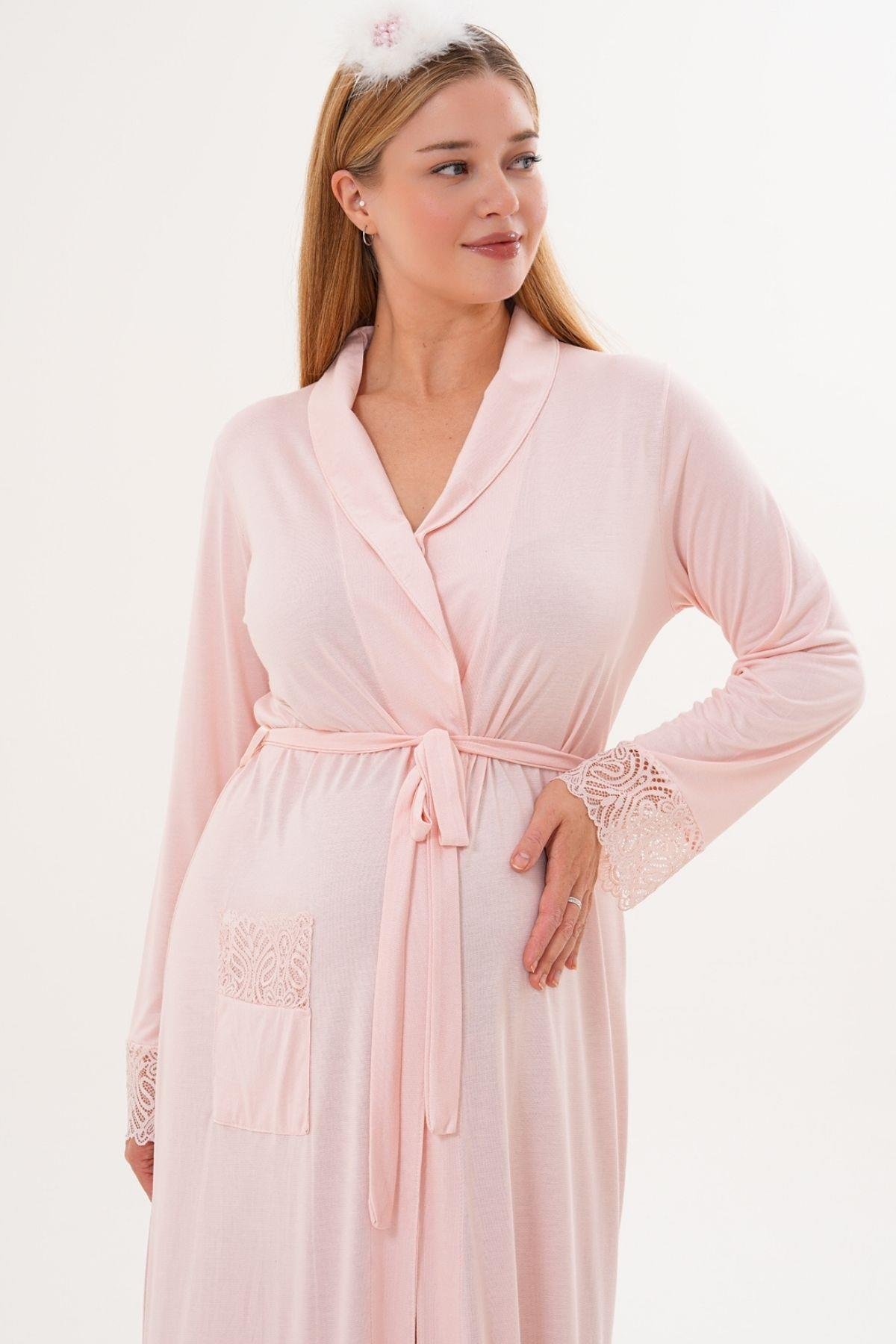 MECİT PİJAMAMecit 6306 Pudra Kadın Uzun Sabahlık