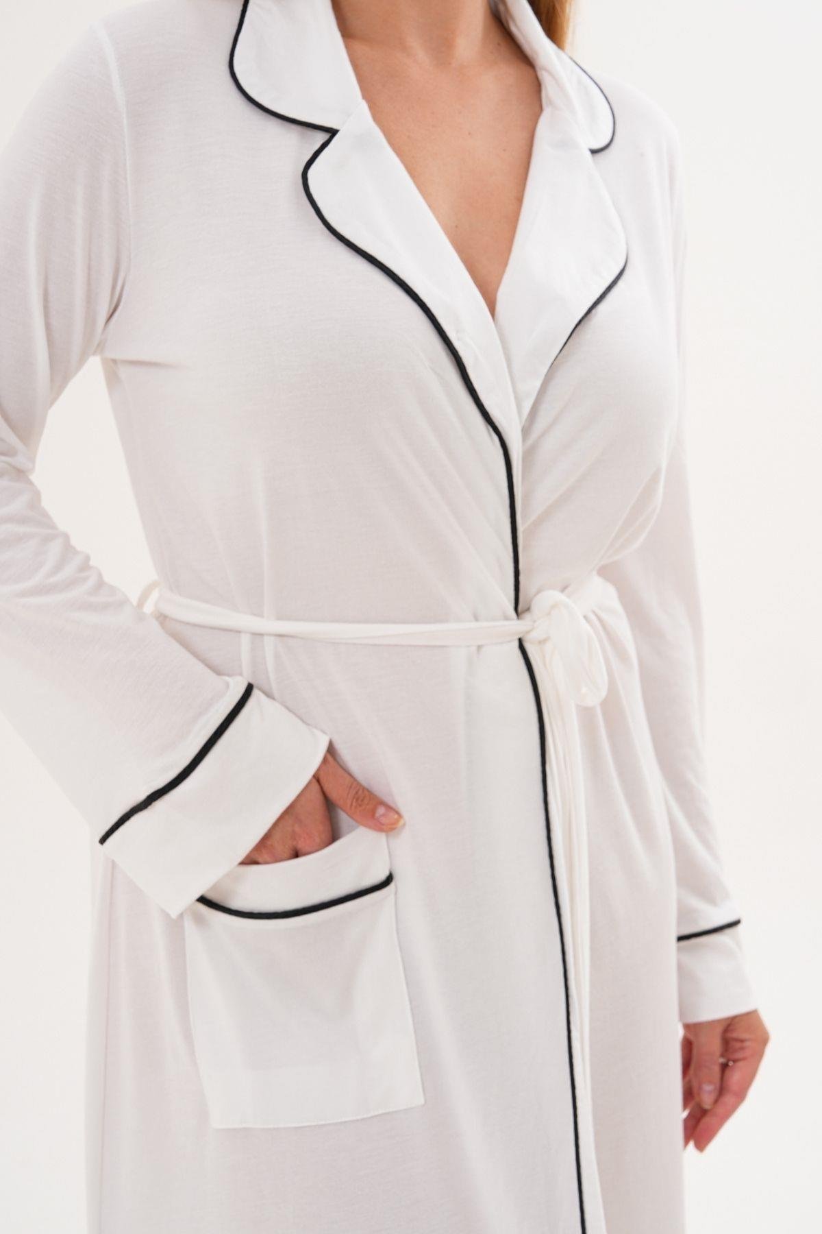 MECİT PİJAMAMecit 6309 Ekru Kadın Uzun Sabahlık