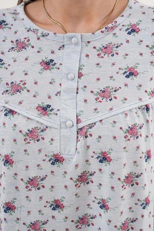 MECİT PİJAMAMecit 6312 Mavi Kadın Büyük Beden Sabahlıklı Gecelik Takım