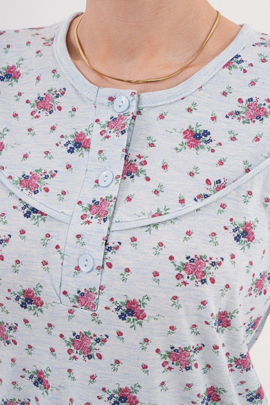 MECİT PİJAMAMecit 6316 Mavi Kadın Büyük Beden Sabahlıklı Pijama Takımı