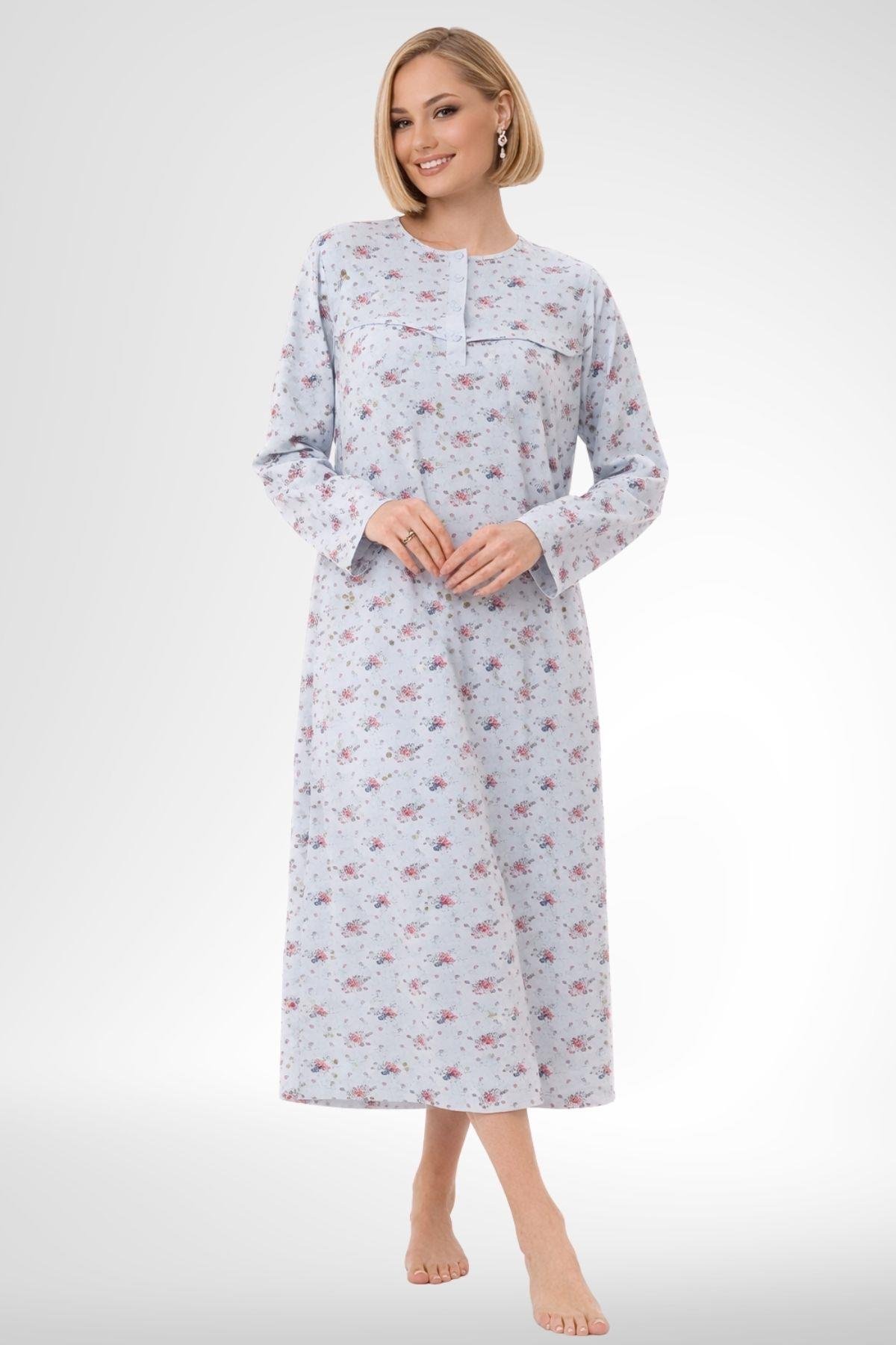 MECİT PİJAMAMecit 6318 Mavi Büyük Beden Kadın Sabahlık Pijama Gecelik Set
