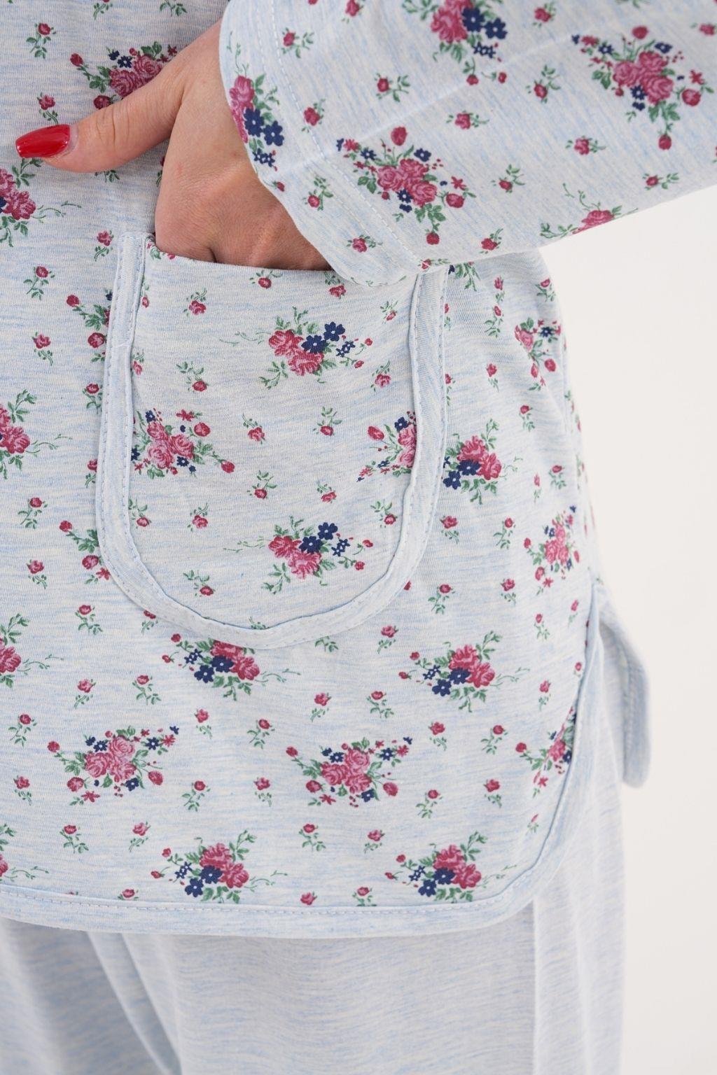 MECİT PİJAMAMecit 6318 Mavi Büyük Beden Kadın Sabahlık Pijama Gecelik Set