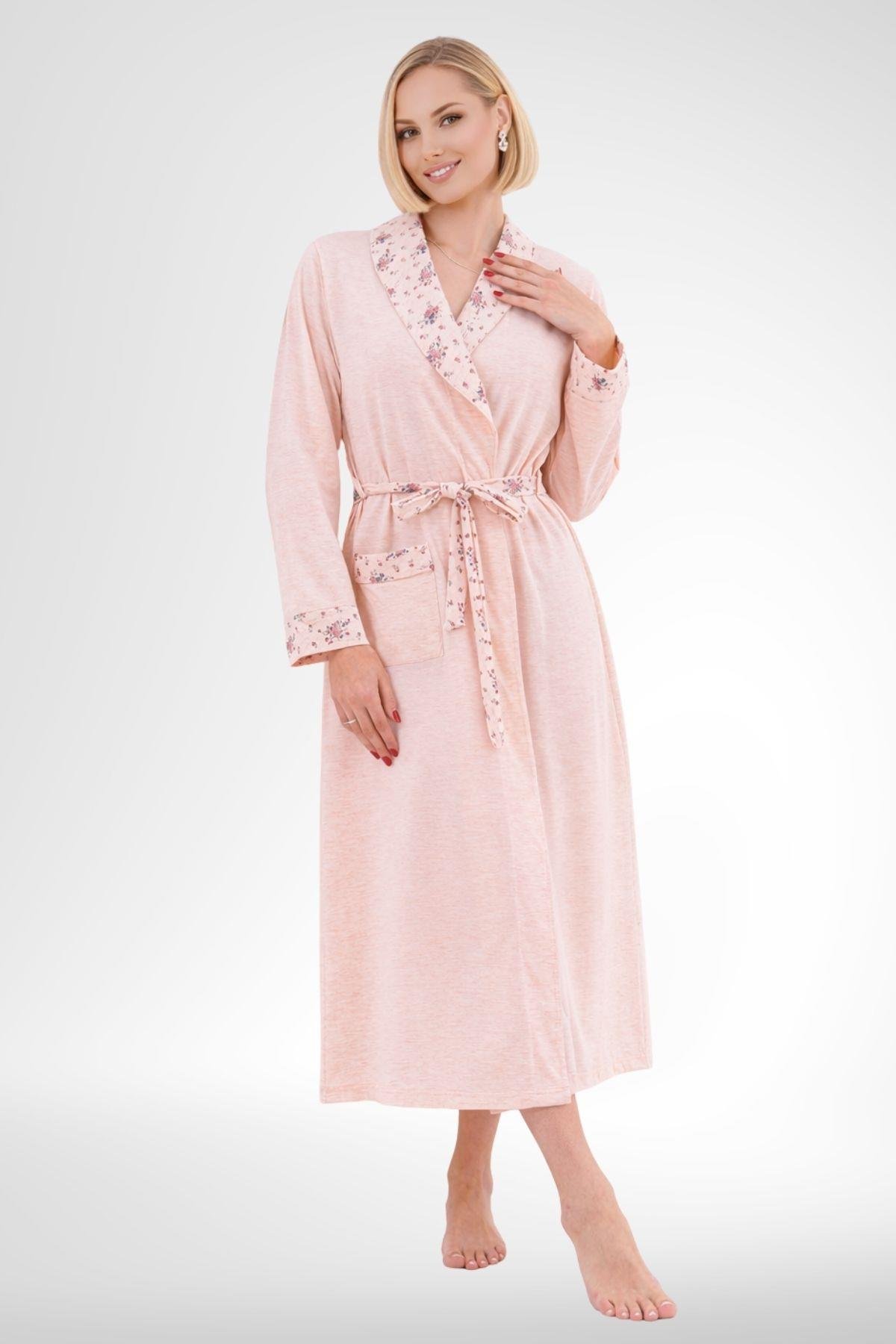 MECİT PİJAMAMecit 6318 Pudra Büyük Beden Kadın Sabahlık Pijama Gecelik Set