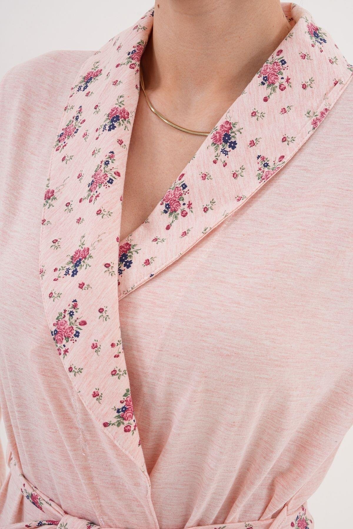 MECİT PİJAMAMecit 6318 Pudra Büyük Beden Kadın Sabahlık Pijama Gecelik Set