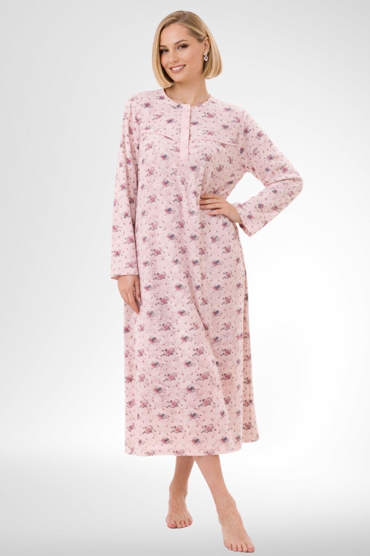 MECİT PİJAMAMecit 6318 Pudra Büyük Beden Kadın Sabahlık Pijama Gecelik Set