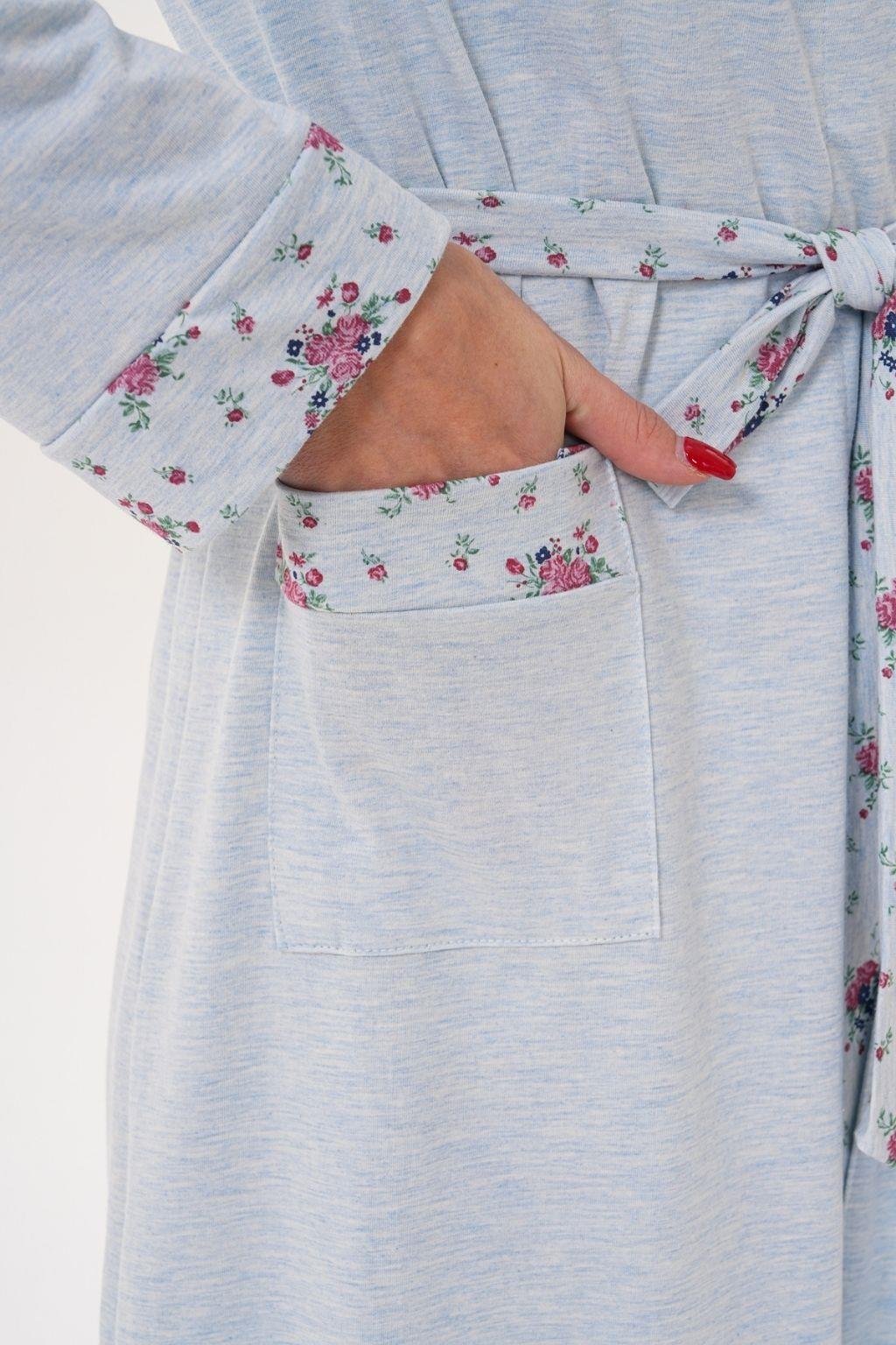 MECİT PİJAMAMecit 6319 Mavi Büyük Beden Kadın Sabahlık Pijama Gecelik Set