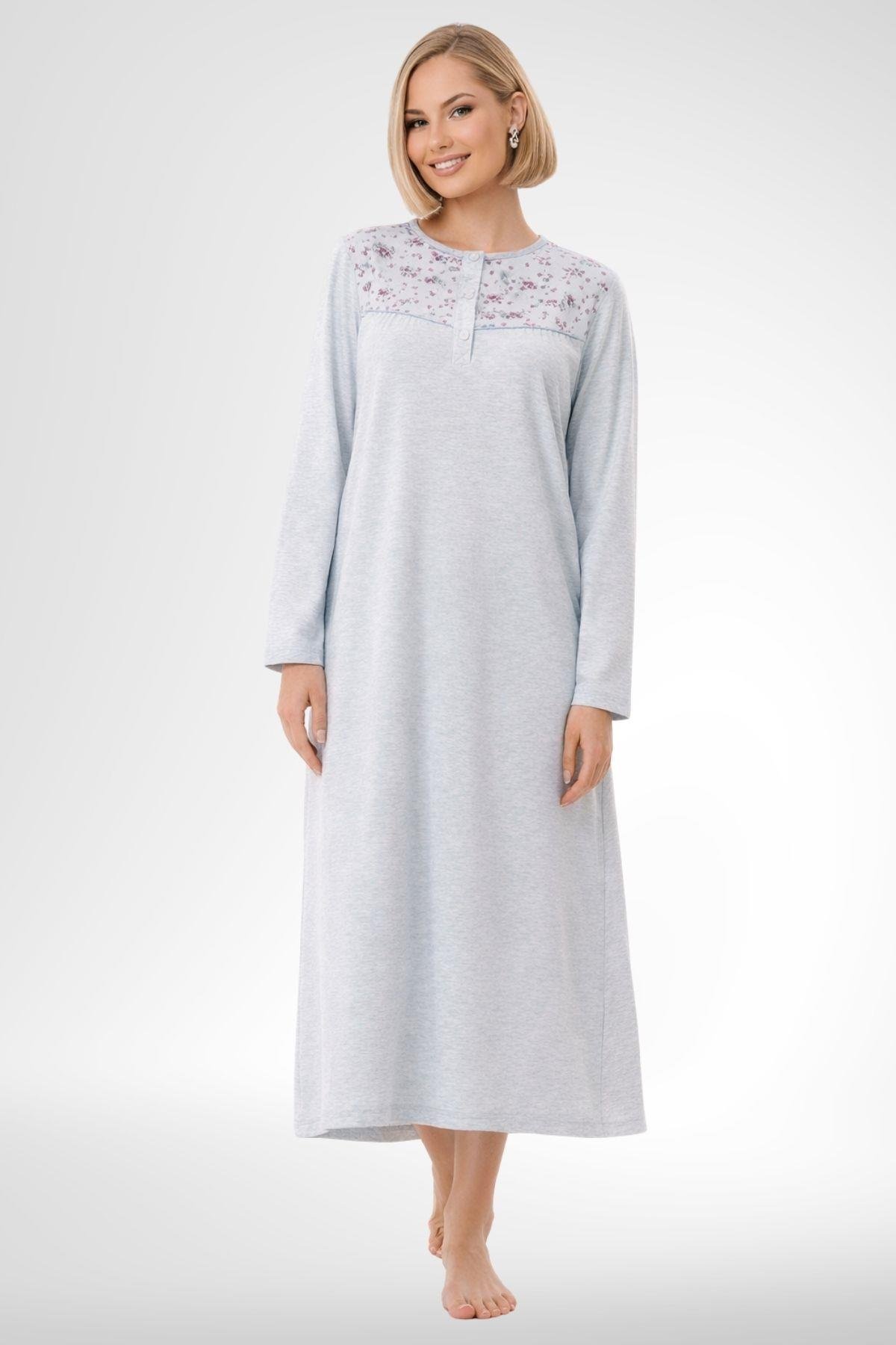 MECİT PİJAMAMecit 6320 Mavi Büyük Beden Kadın Sabahlık Pijama Gecelik Set