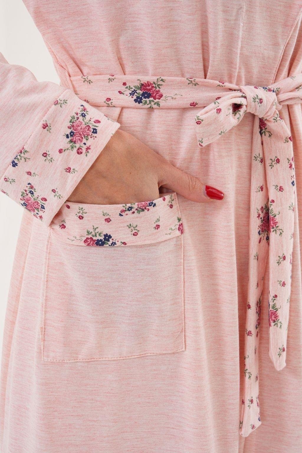 MECİT PİJAMAMecit 6320 Pudra Büyük Beden Kadın Sabahlık Pijama Gecelik Set