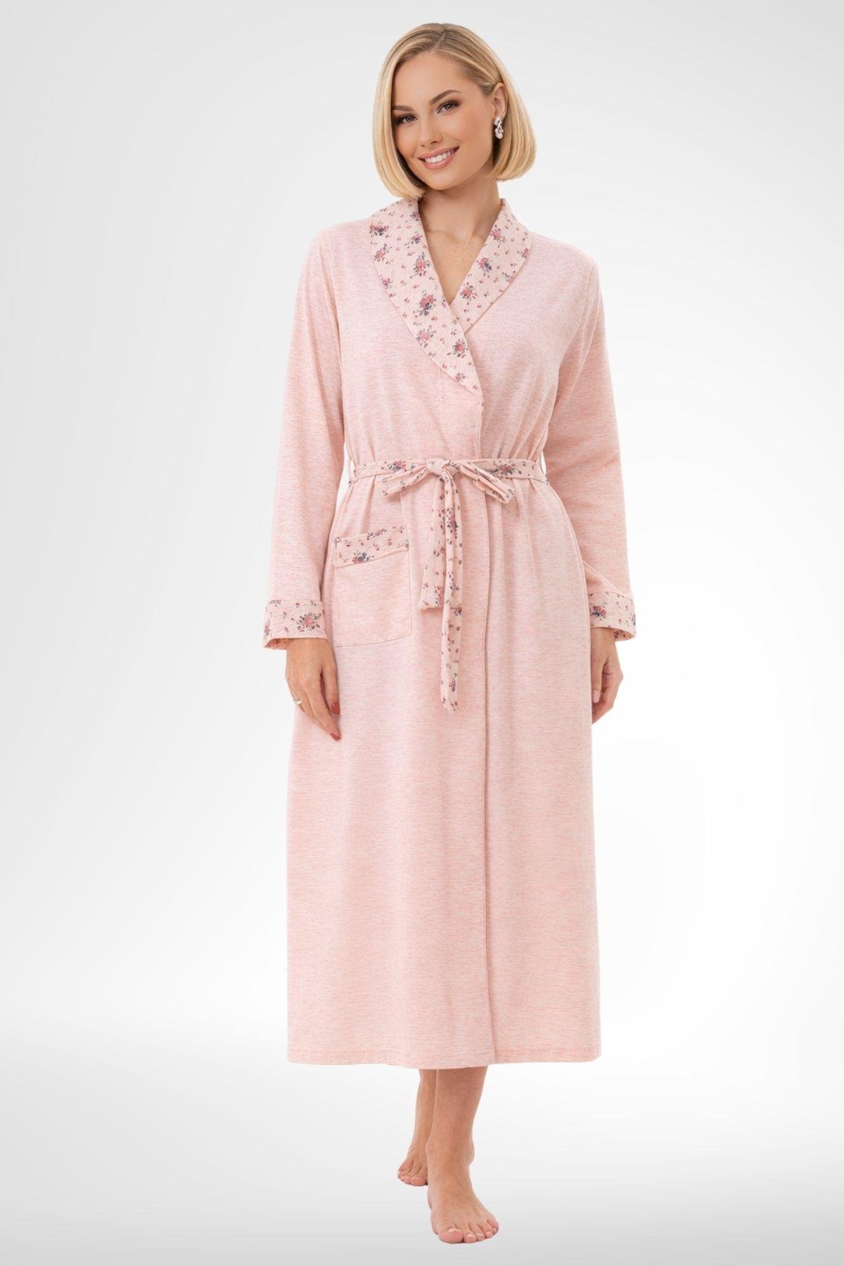 MECİT PİJAMAMecit 6320 Pudra Büyük Beden Kadın Sabahlık Pijama Gecelik Set