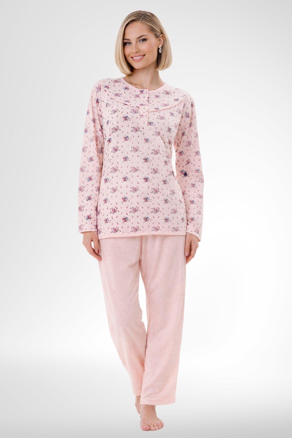 MECİT PİJAMAMecit 6320 Pudra Büyük Beden Kadın Sabahlık Pijama Gecelik Set