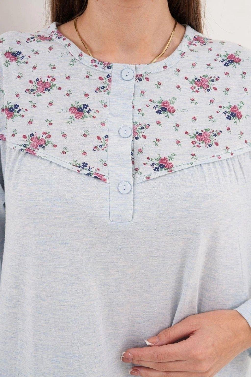 MECİT PİJAMAMecit 6321 Mavi Büyük Beden Kadın Sabahlık Pijama Gecelik Set