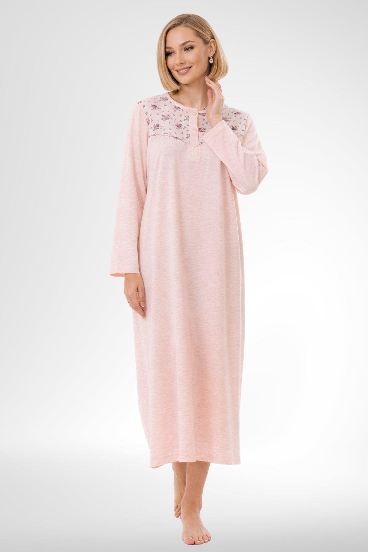 MECİT PİJAMAMecit 6321 Pudra Büyük Beden Kadın Sabahlık Pijama Gecelik Set